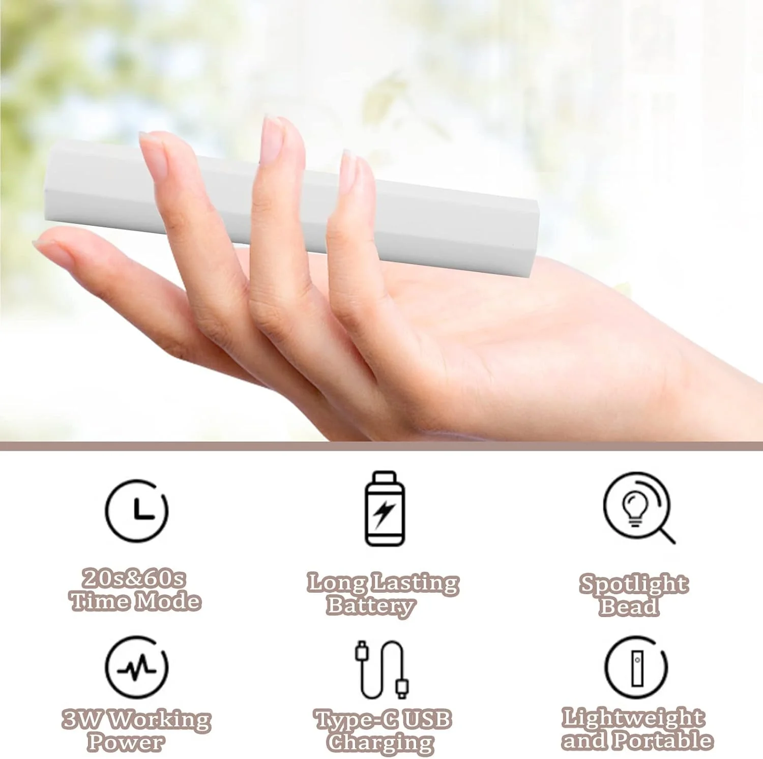 چراغ UV ناخن کوچک SYOSI، چراغ LED قابل شارژ قابل حمل برای خشک کردن لاک ناخن، مناسب برای استفاده در خانه و سالن (سفید) چراغ UV ناخن کوچک SYOSI، چراغ LED قابل شارژ قابل حمل برای خشک کردن لاک ناخن، مناسب برای استفاده در خانه و سالن (سفید)