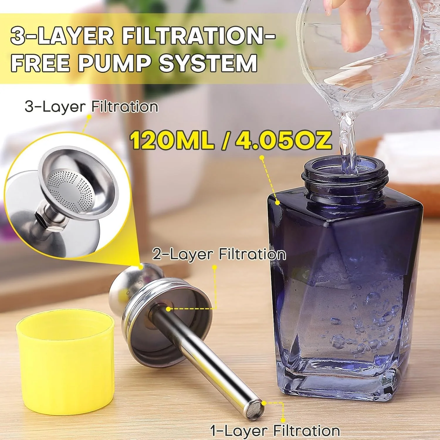 بطری پمپی، پخش کننده لاک پاک کن شیشه ای با درب، بطری قابل شارژ مجدد برای الکل پاک کننده آرایش، خروجی آب قابل کنترل، ظرف خالی فشاری، 180 میلی لیتر، آبی بطری پمپی، پخش کننده لاک پاک کن شیشه ای با درب، بطری قابل شارژ مجدد برای الکل پاک کننده آرایش، خروجی آب قابل کنترل، ظرف خالی فشاری، 180 میلی لیتر، آبی