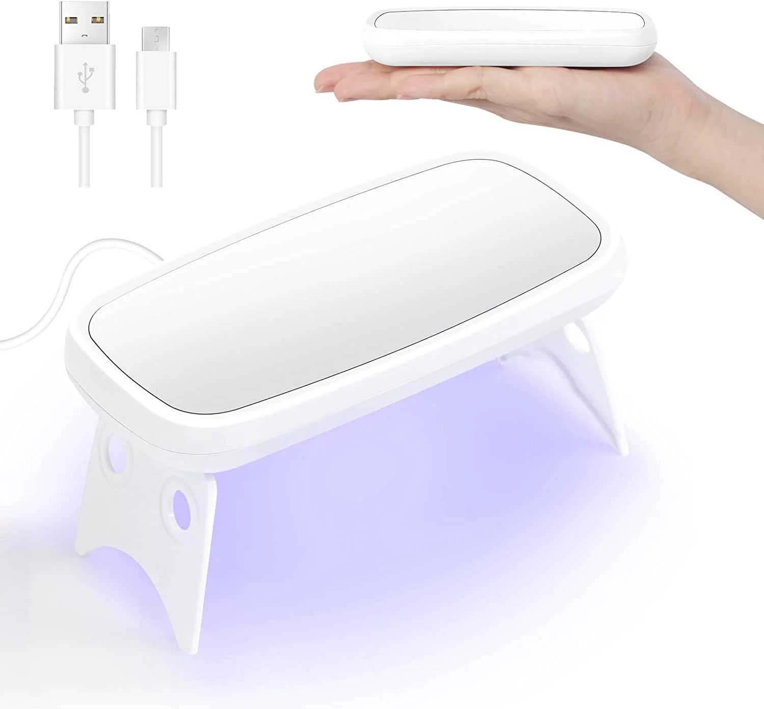 چراغ LED کوچک ناخن ژلی SYOSI 8W، چراغ ناخن طرح موش با آینه، چراغ کوچک ناخن، چراغ LED برای لاک ژل، چراغ UV ناخن، دستگاه خشک کن برای خانه و سالن