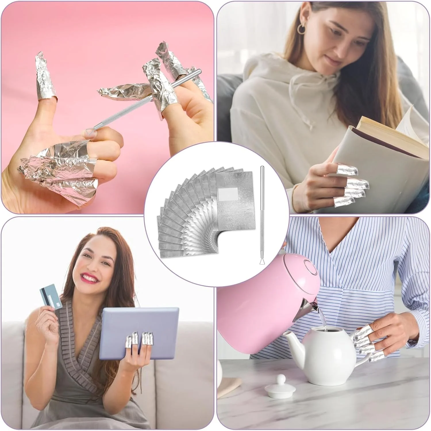 100 عدد فویل ناخن با پد بدون پرز متصل، فویل های خیساندن لاک ژل همراه با اسکراپر کوتیکول، برای ریمو لاک اکریلیک، یو وی و ژل (نقره ای) 100 عدد فویل ناخن با پد بدون پرز متصل، فویل های خیساندن لاک ژل همراه با اسکراپر کوتیکول، برای ریمو لاک اکریلیک، یو وی و ژل (نقره ای)