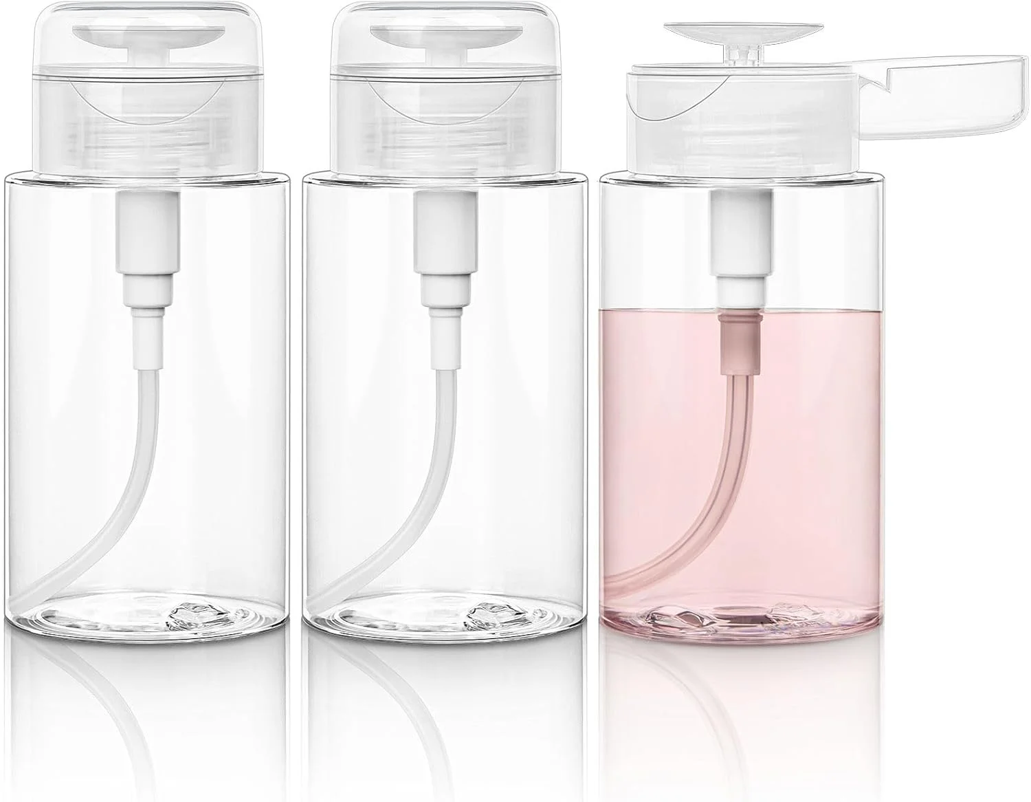 مجموعه ۳ عددی بطری پمپ‌دار فشاری قابل پر کردن، ظروف پلاستیکی پخش کننده مایع سایز مسافرتی برای پاک کننده آرایش، تونر صورت، آب میسلار، پاک کننده لاک ناخن (۲۰۰ میلی لیتر)