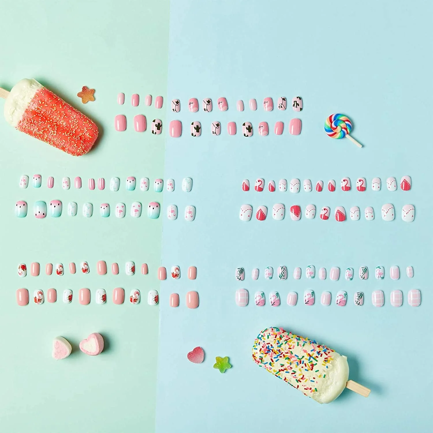 ناخن مصنوعی بچه گانه سایوسی، ناخن های مصنوعی چسبی با طرح کارتونی، پوشش کامل کوتاه، مناسب کودکان، استیکرهای ناخن مصنوعی از قبل چسبانده شده برای طراحی ناخن دخترانه (120 عدد) ناخن مصنوعی بچه گانه سایوسی، ناخن های مصنوعی چسبی با طرح کارتونی، پوشش کامل کوتاه، مناسب کودکان، استیکرهای ناخن مصنوعی از قبل چسبانده شده برای طراحی ناخن دخترانه (120 عدد)