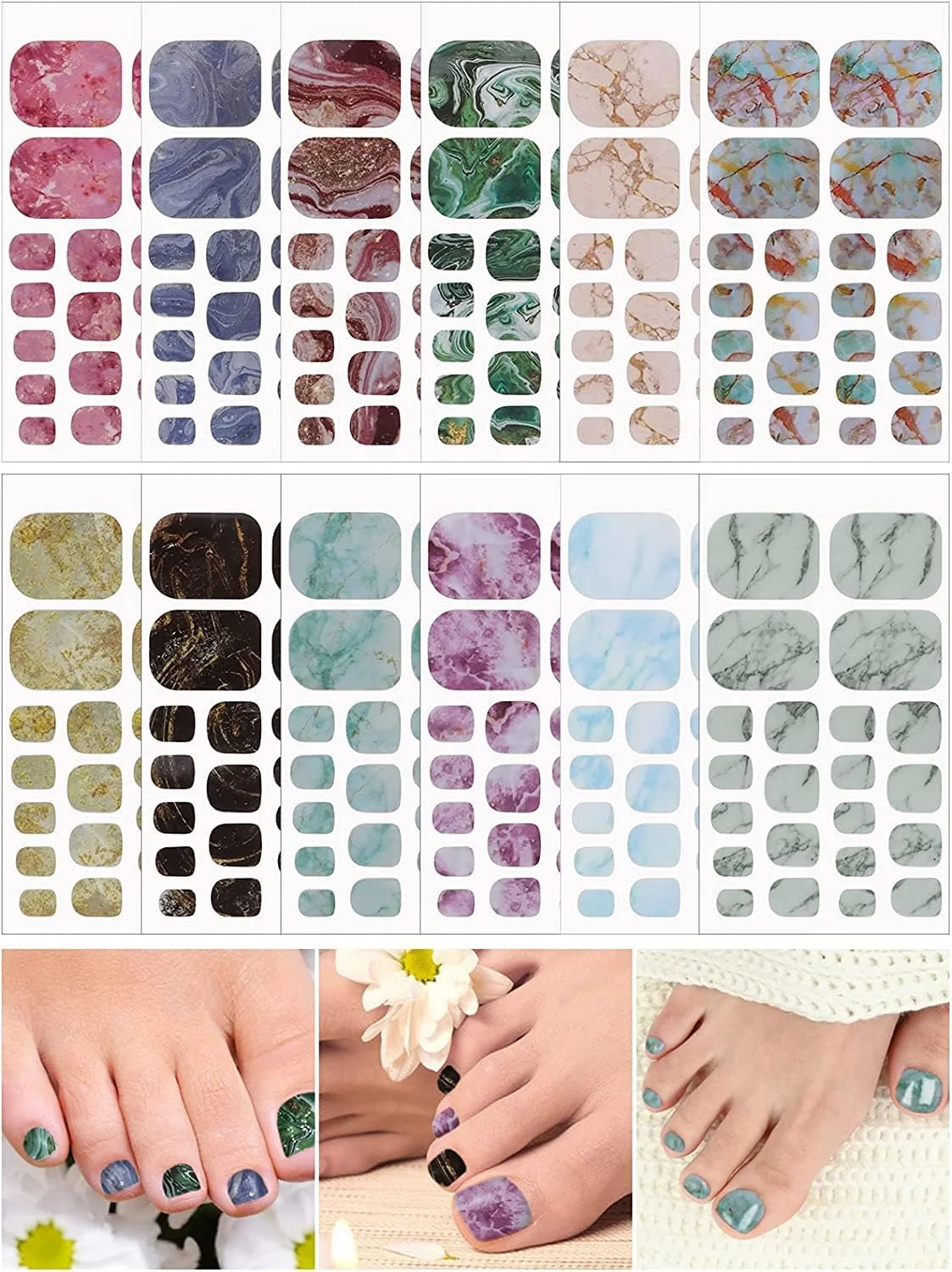 ست برچسب لاک ناخن پا طرح سنگ مرمر SYOSI، شامل 12 برچسب خودچسب کامل ناخن برای زنان و دختران، به همراه سوهان ناخن برای استفاده آسان و طراحی های خلاقانه هنر ناخن ست برچسب لاک ناخن پا طرح سنگ مرمر SYOSI، شامل 12 برچسب خودچسب کامل ناخن برای زنان و دختران، به همراه سوهان ناخن برای استفاده آسان و طراحی های خلاقانه هنر ناخن