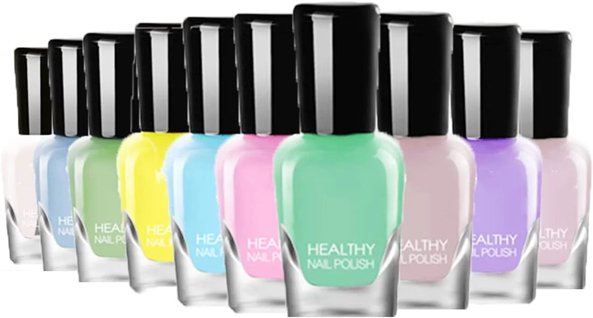 مجموعه لاک ناخن 10 عددی با قابلیت جدا شدن آسان SYOSI، لاک ناخن سریع خشک شونده بر پایه آب و غیر سمی، لاک ناخن ارگانیک و کاملا طبیعی برای زنان و دختران (مدل 2)