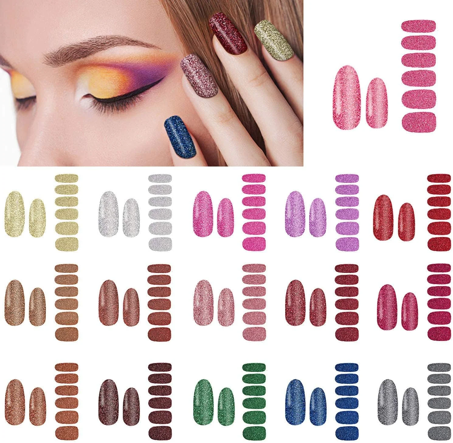 سایوسی 16 ورق برچسب ناخن اکلیلی، استیکر لاک ناخن خودچسب، نوارهای طراحی ناخن با رنگ های یکدست به همراه 2 عدد سوهان ناخن برای طراحی و دیزاین ناخن در خانه سایوسی 16 ورق برچسب ناخن اکلیلی، استیکر لاک ناخن خودچسب، نوارهای طراحی ناخن با رنگ های یکدست به همراه 2 عدد سوهان ناخن برای طراحی و دیزاین ناخن در خانه