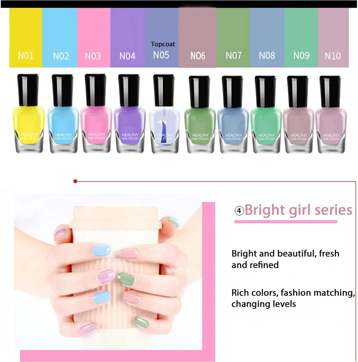 مجموعه لاک ناخن 10 عددی با قابلیت جدا شدن آسان SYOSI، لاک ناخن سریع خشک شونده بر پایه آب و غیر سمی، لاک ناخن ارگانیک و کاملا طبیعی برای زنان و دختران (مدل 2) مجموعه لاک ناخن 10 عددی با قابلیت جدا شدن آسان SYOSI، لاک ناخن سریع خشک شونده بر پایه آب و غیر سمی، لاک ناخن ارگانیک و کاملا طبیعی برای زنان و دختران (مدل 2)