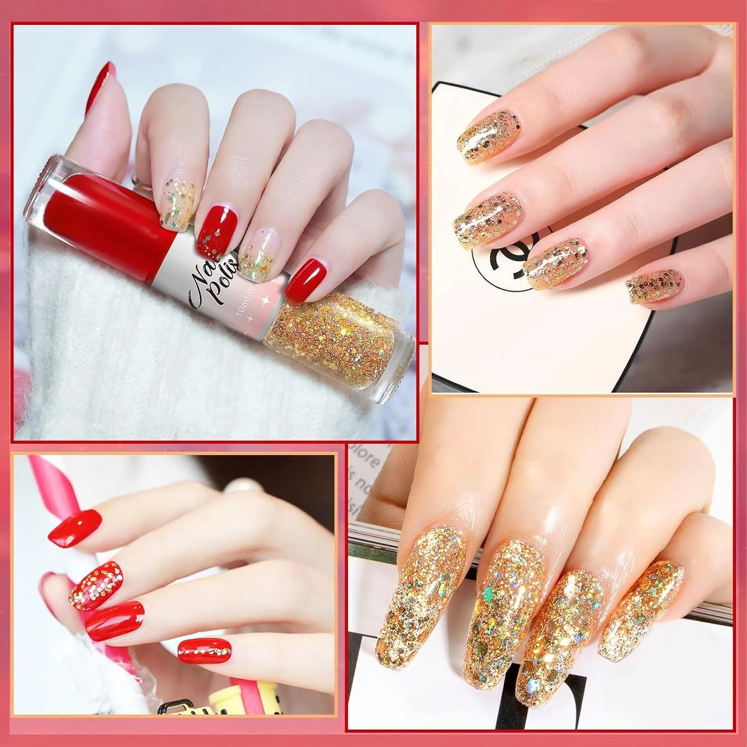 لاک ناخن اکلیلی قرمز و طلایی TERRIFI، خشک شدن سریع 60 ثانیه ای، شیمر لیزری بازتابنده 2 در 1، ماندگاری طولانی، بدون لب پر شدن، بدون نیاز به پخت، لاک ناخن قابل تنفس لاک ناخن اکلیلی قرمز و طلایی TERRIFI، خشک شدن سریع 60 ثانیه ای، شیمر لیزری بازتابنده 2 در 1، ماندگاری طولانی، بدون لب پر شدن، بدون نیاز به پخت، لاک ناخن قابل تنفس