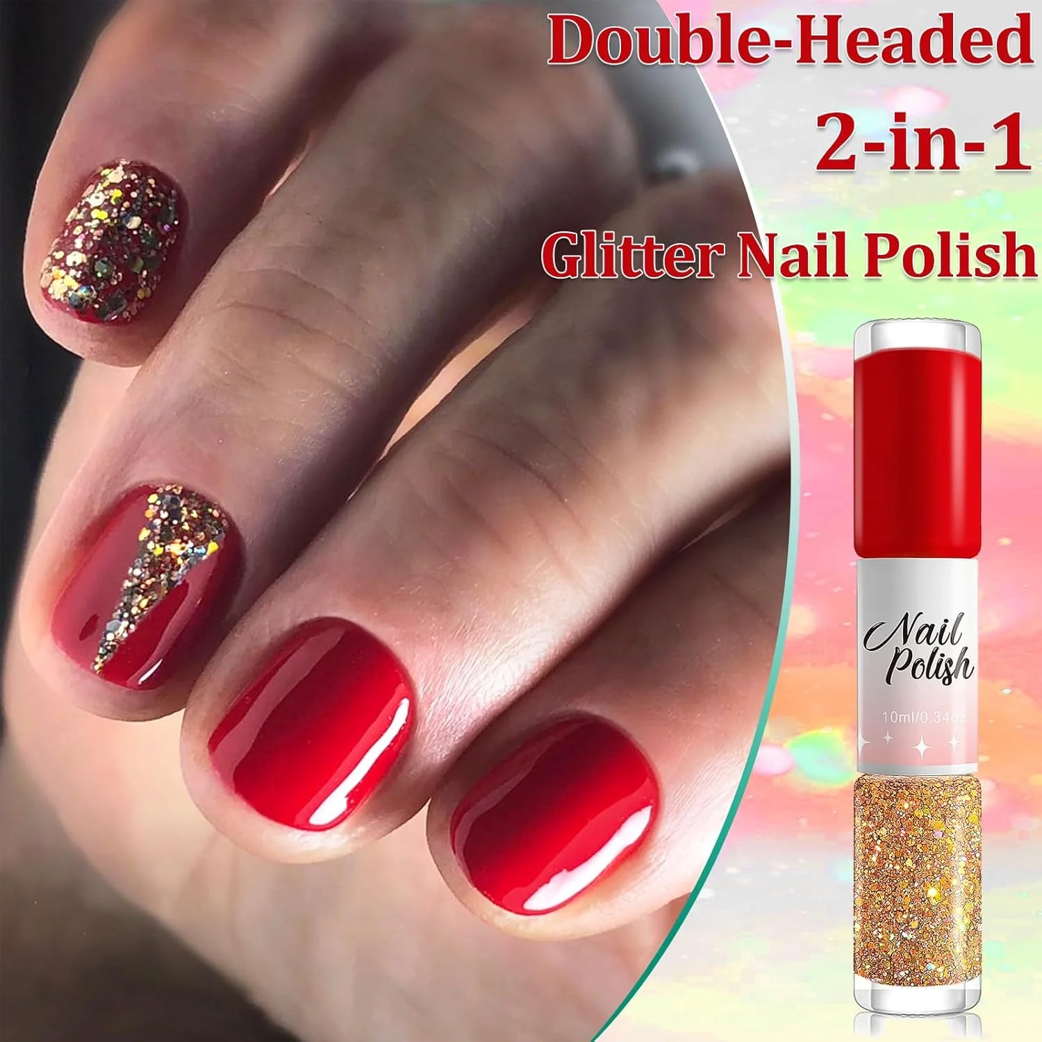 لاک ناخن اکلیلی قرمز و طلایی TERRIFI، خشک شدن سریع 60 ثانیه ای، شیمر لیزری بازتابنده 2 در 1، ماندگاری طولانی، بدون لب پر شدن، بدون نیاز به پخت، لاک ناخن قابل تنفس لاک ناخن اکلیلی قرمز و طلایی TERRIFI، خشک شدن سریع 60 ثانیه ای، شیمر لیزری بازتابنده 2 در 1، ماندگاری طولانی، بدون لب پر شدن، بدون نیاز به پخت، لاک ناخن قابل تنفس