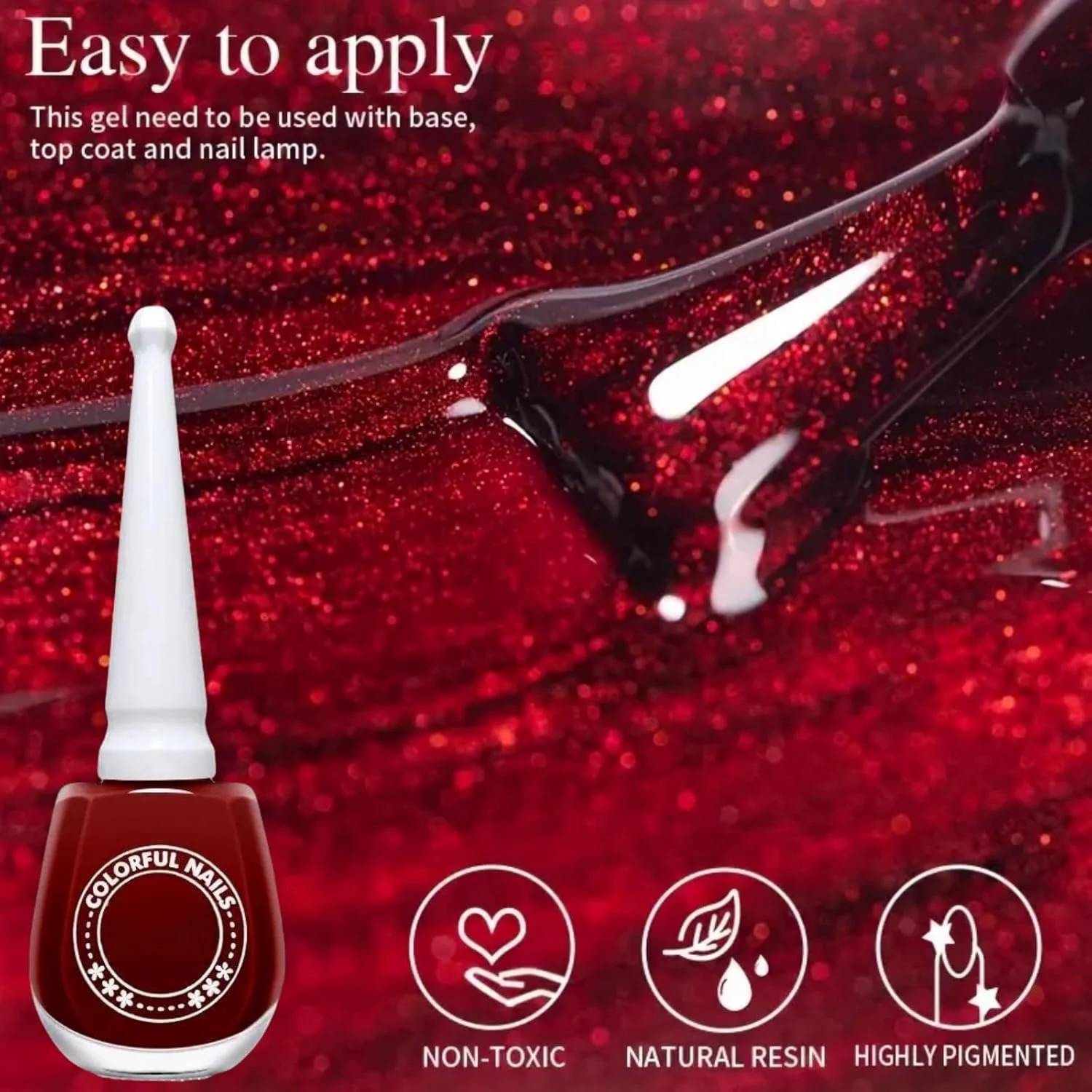 لاک ناخن قرمز گیلاسی براق، لاک ژلی اکلیلی، قرمز تیره با ماندگاری طولانی و خشک شدن سریع، برای دختران و سال نو لاک ناخن قرمز گیلاسی براق، لاک ژلی اکلیلی، قرمز تیره با ماندگاری طولانی و خشک شدن سریع، برای دختران و سال نو