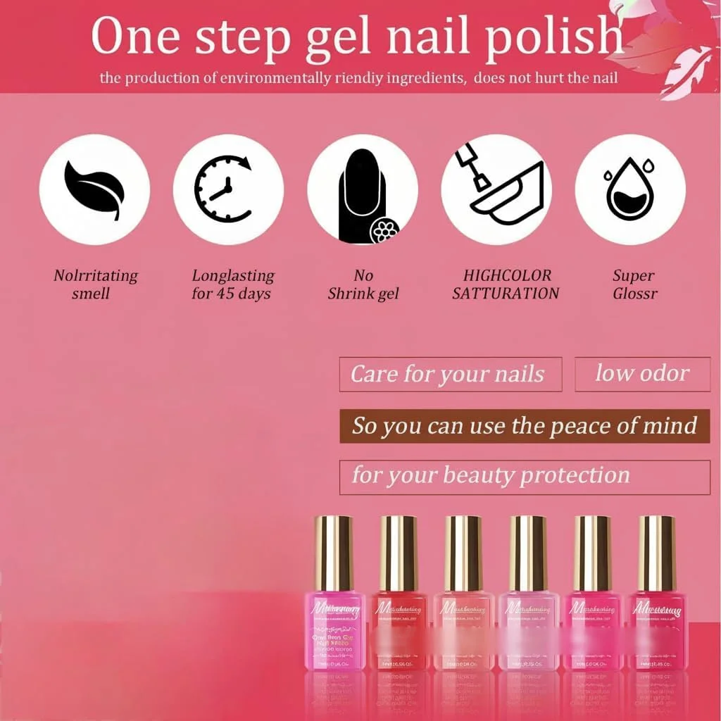 ست لاک ژل ناخن، 6 رنگ صورتی، خشک شدن سریع، 3 در 1، ماندگاری طولانی برای مانیکور DIY، نتایج با کیفیت سالن در خانه ست لاک ژل ناخن، 6 رنگ صورتی، خشک شدن سریع، 3 در 1، ماندگاری طولانی برای مانیکور DIY، نتایج با کیفیت سالن در خانه