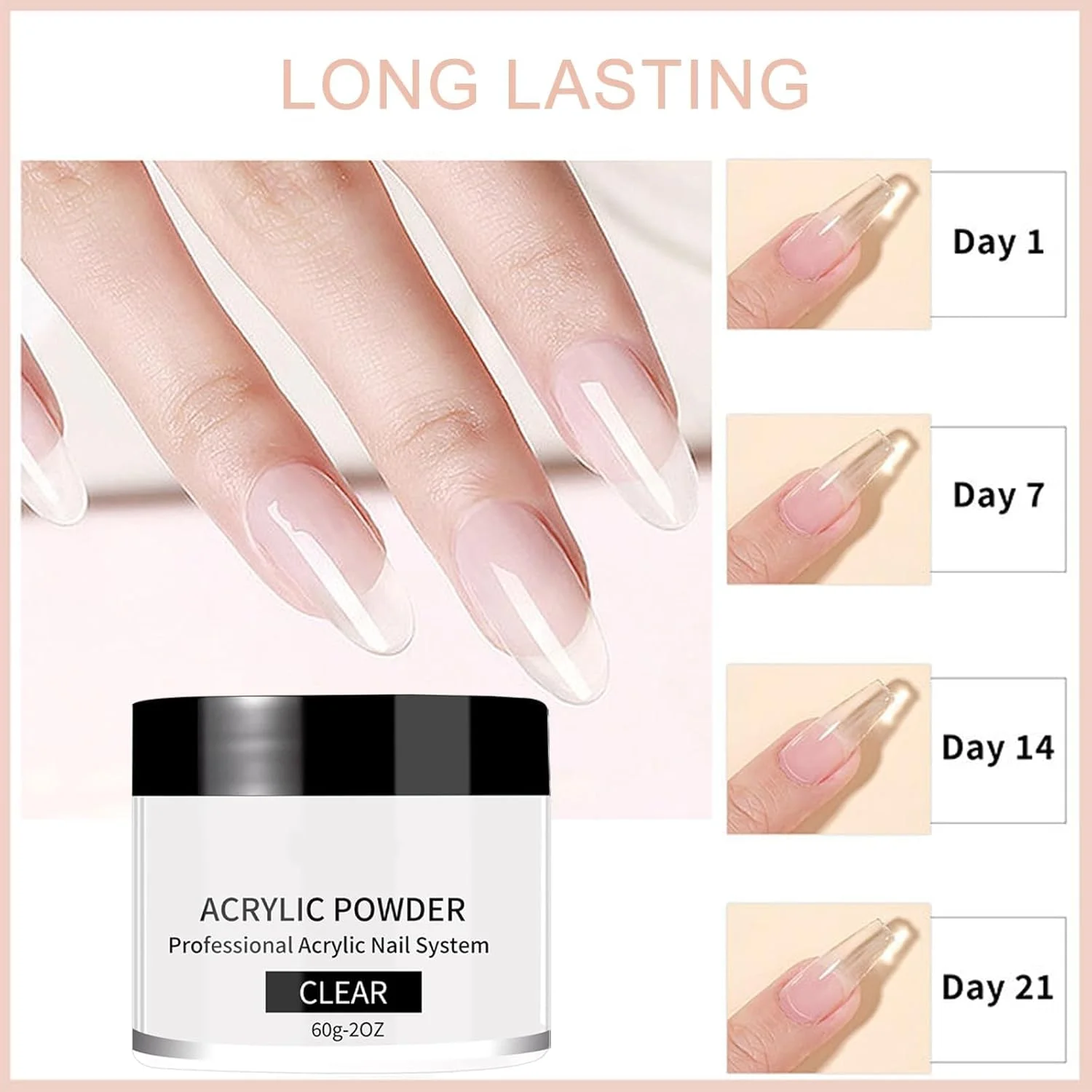 فرمول اکریلیک ناخن شفاف با ظرفیت بزرگ 60 گرمی - ایده آل برای اکستنشن، مجسمه سازی و ناخن های مصنوعی - سیستم خشک شدن سریع، بدون نیاز به لامپ UV فرمول اکریلیک ناخن شفاف با ظرفیت بزرگ 60 گرمی - ایده آل برای اکستنشن، مجسمه سازی و ناخن های مصنوعی - سیستم خشک شدن سریع، بدون نیاز به لامپ UV