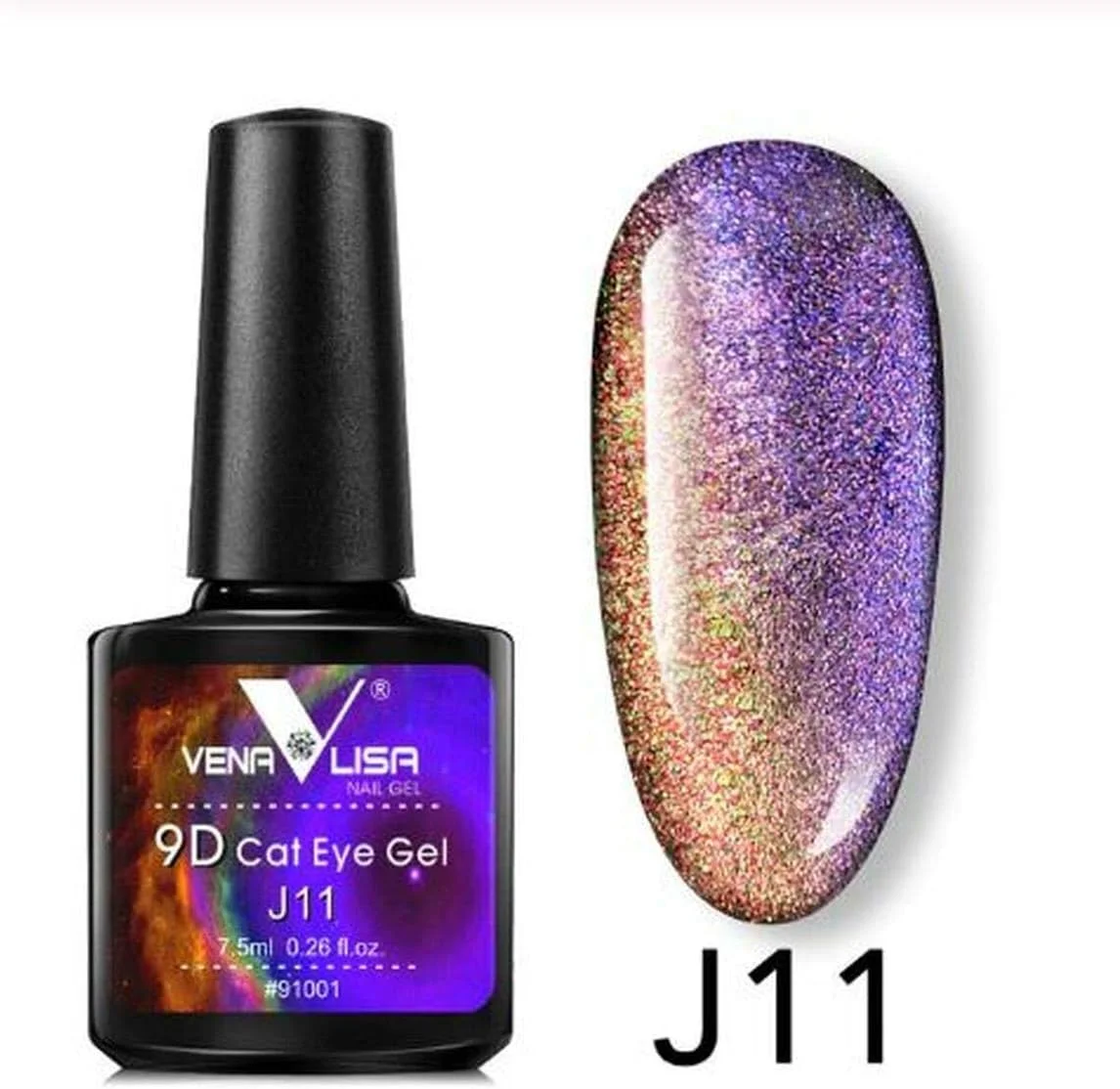 لاک ژل ناخن چشم گربه ای 9D ونالیزا، کهکشانی، مغناطیسی UV/LED، حجم 7.5 میلی لیتر، لاک ژل ناخن 9D کهکشانی مغناطیسی UV LED (V-9D-7.5ml-J11)