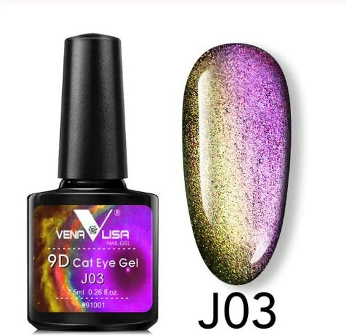 لاک ژل ناخن چشم گربه ای 9D ونالیزا، کهکشانی، مغناطیسی، UV/LED، حجم 7.5 میلی لیتر، لاک ژل هنری 9D کهکشانی مغناطیسی UV LED (V-9D-7.5ml-J03)