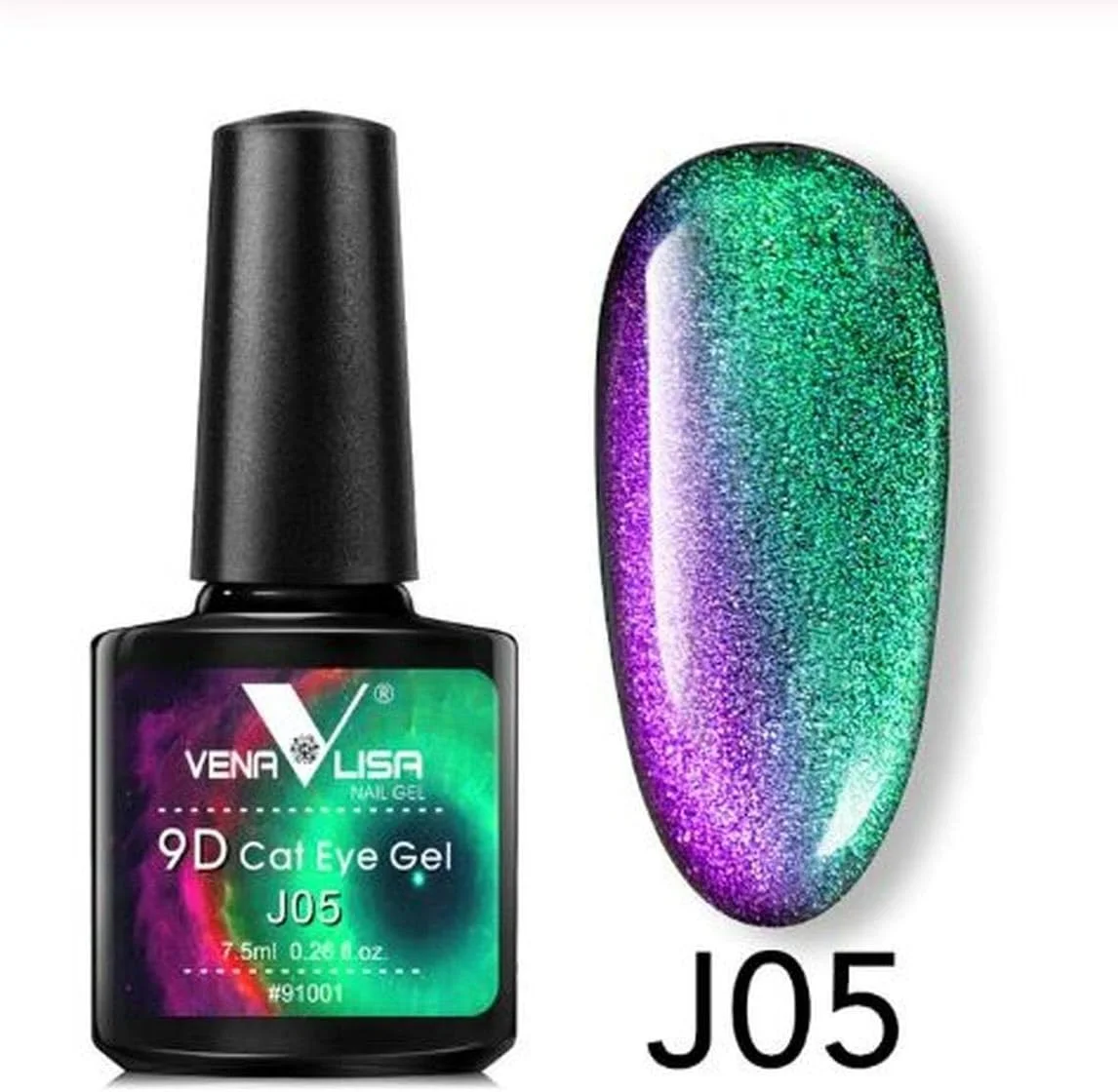 لاک ژل ناخن چشم گربه ای 9D ونالیزا، کهکشانی، مغناطیسی، UV/LED، حجم 7.5 میلی لیتر، لاک ژل هنری 9D کهکشانی مغناطیسی UV LED (V-9D-7.5ml-J05)