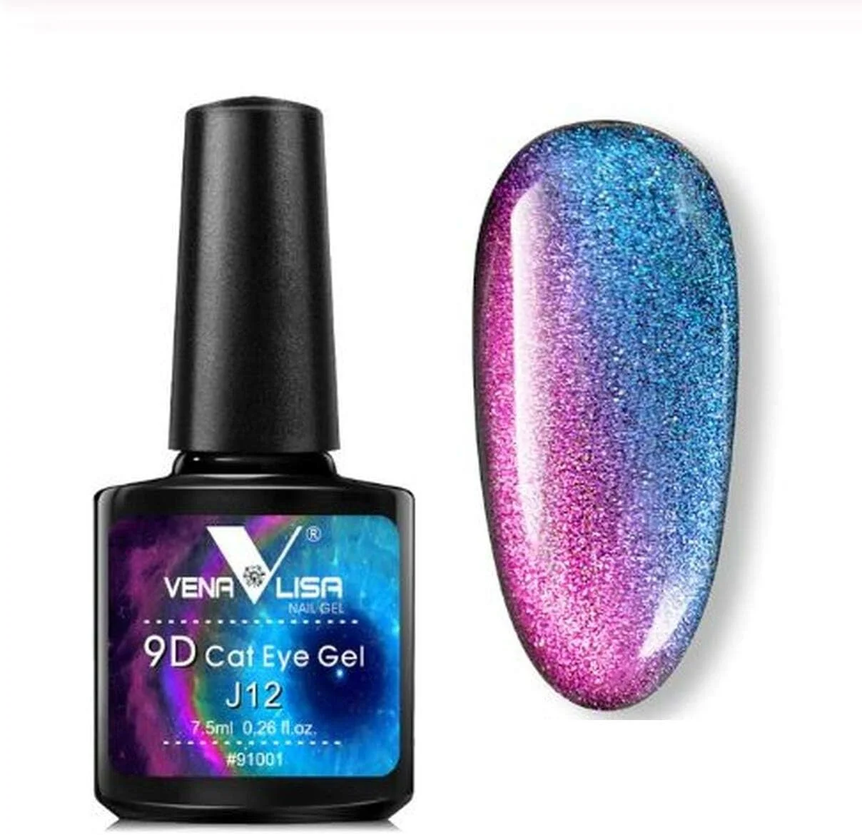 لاک ژل ناخن چشم گربه ای 9D ونالیزا، کهکشانی، مغناطیسی، UV/LED، حجم 7.5 میلی لیتر، لاک ژل هنری 9D کهکشانی مغناطیسی UV LED (V-9D-7.5ml-J12)