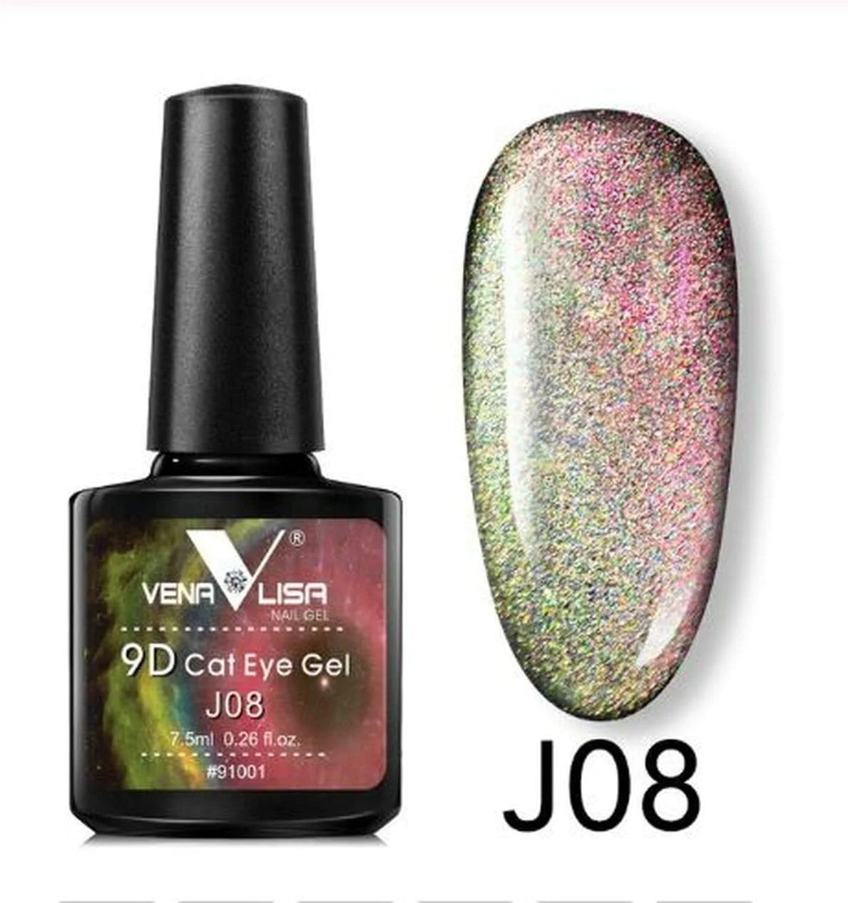 لاک ژل ناخن چشم گربه ای 9D ونالیزا، کهکشانی، مغناطیسی، UV/LED، قابلیت خیساندن، 7.5 میلی لیتر، لاک هنری 9D، لاک ژل ناخن مغناطیسی UV LED (V-9D-7.5ml-J08)