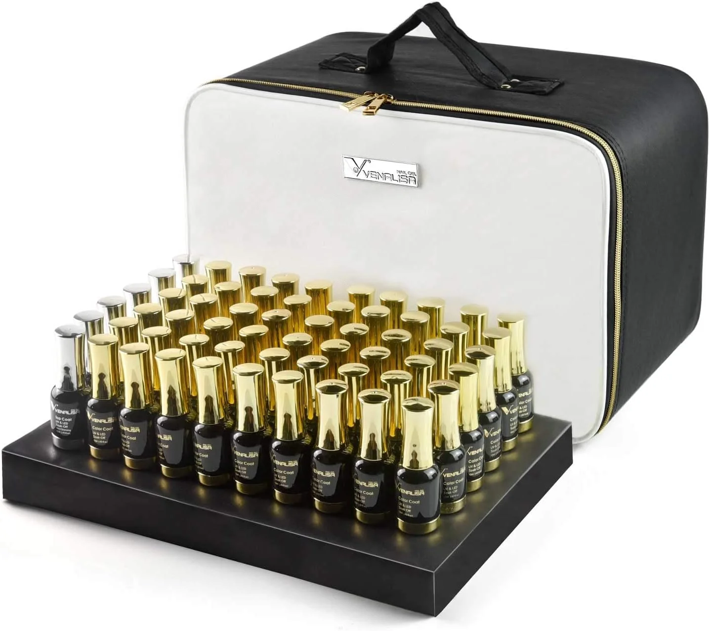 مجموعه لاک ژل 120 عددی V VENALISA با حجم 12 میلی لیتر، همراه با بیس و تاپ کت، لاک ژل UV LED، ست های مانیکور و طراحی ناخن