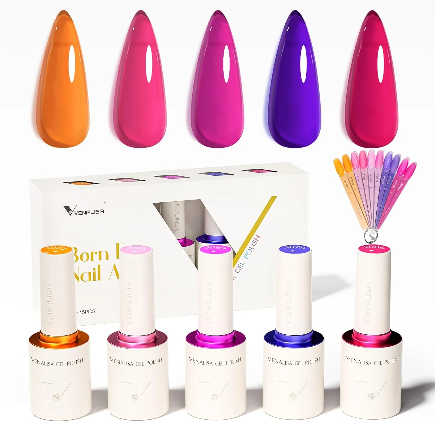 ست لاک ژل ناخن UV ونالیزا، 5 رنگ، لاک ژل، ست لاک ژل، ژل رنگی برای ناخن های ژلی، لاک UV، لاک ژل خیساندنی برای لامپ UV 2510