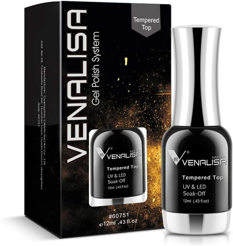 لاک ژل تاپ کت سخت شده بدون نیاز به پاک کردن V VENALISA 12ML، مقاوم در برابر خراش، ماندگاری بالا، براق، خیساندنی، شفاف، 12.7 گرم
