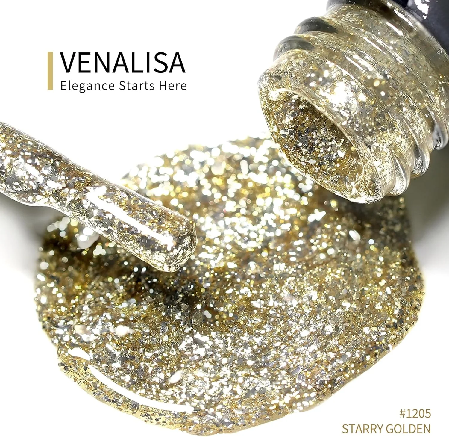 لاک ژل ناخن ونالیزا با اکلیل طلایی، حجم 12 میلی لیتر، مناسب برای استفاده در منزل و سالن