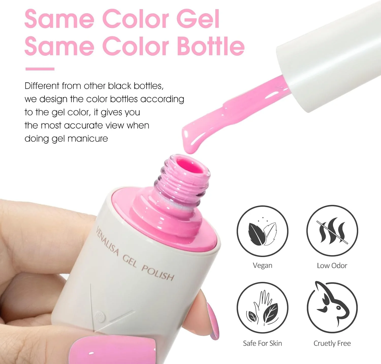 لاک ژل ناخن صورتی ونالیزا، 1 عدد 10 میلی لیتر، لاک ژل یو وی، مناسب برای مانیکور سالنی، طراحی ناخن در خانه، مناسب برای دختران و زنان