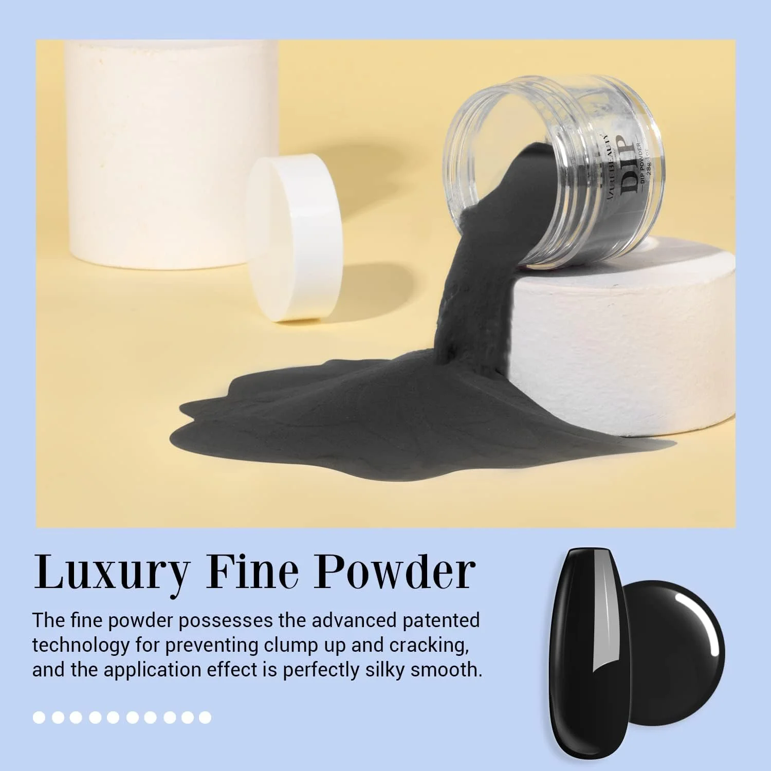 پودر دیپ مشکی AZUREBEAUTY (28 گرم) برای طراحی ناخن فرانسوی، غیر سمی و بدون بو، بدون نیاز به دستگاه UV LED، ماندگاری بالا، بدون تست حیوانی، مشکی