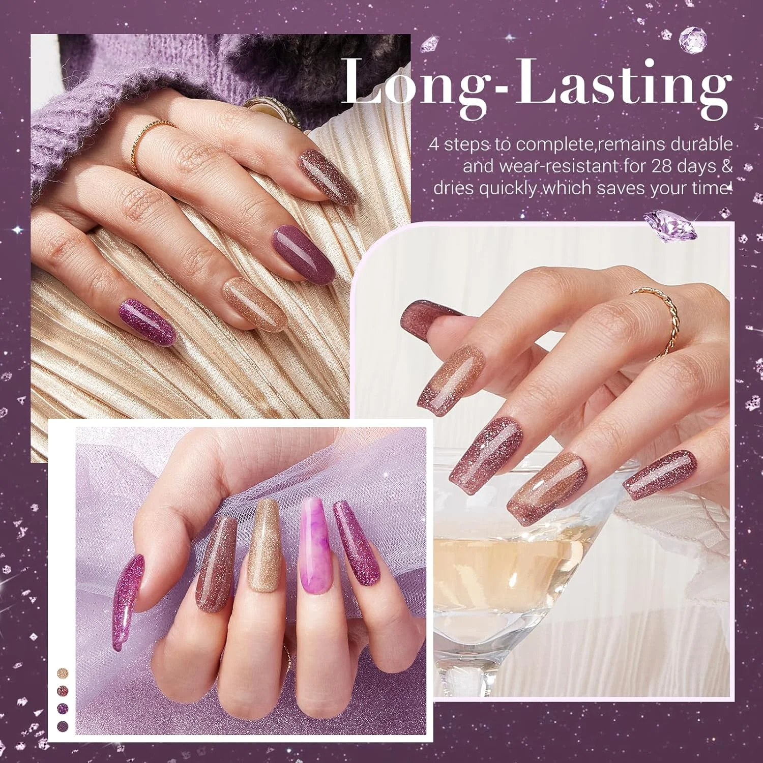 ست پودر دیپ ناخن AZUREBEAUTY، 4 رنگ قهوه ای بنفش اکلیلی، ست مایع استارتر پودر دیپینگ، سینی بازیافت با بیس و تاپ کت فعال کننده برای طراحی ناخن فرانسوی، مانیکور سالنی DIY در خانه