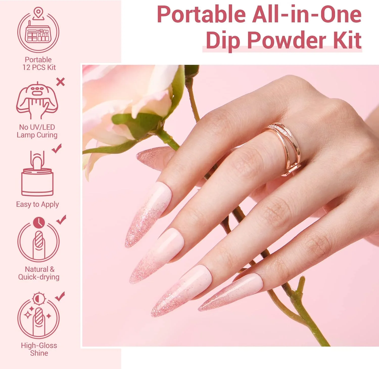 مجموعه پودر کاشت ناخن AZUREBEAUTY - مجموعه 10 رنگ پودر کاشت ناخن برای کریسمس با جعبه هدیه بدون نیاز به لامپ UV/LED برای مانیکور ناخن فرانسوی، طراحی ناخن آبی، قرمز، سبز، اکلیلی، صورتی، خاکستری