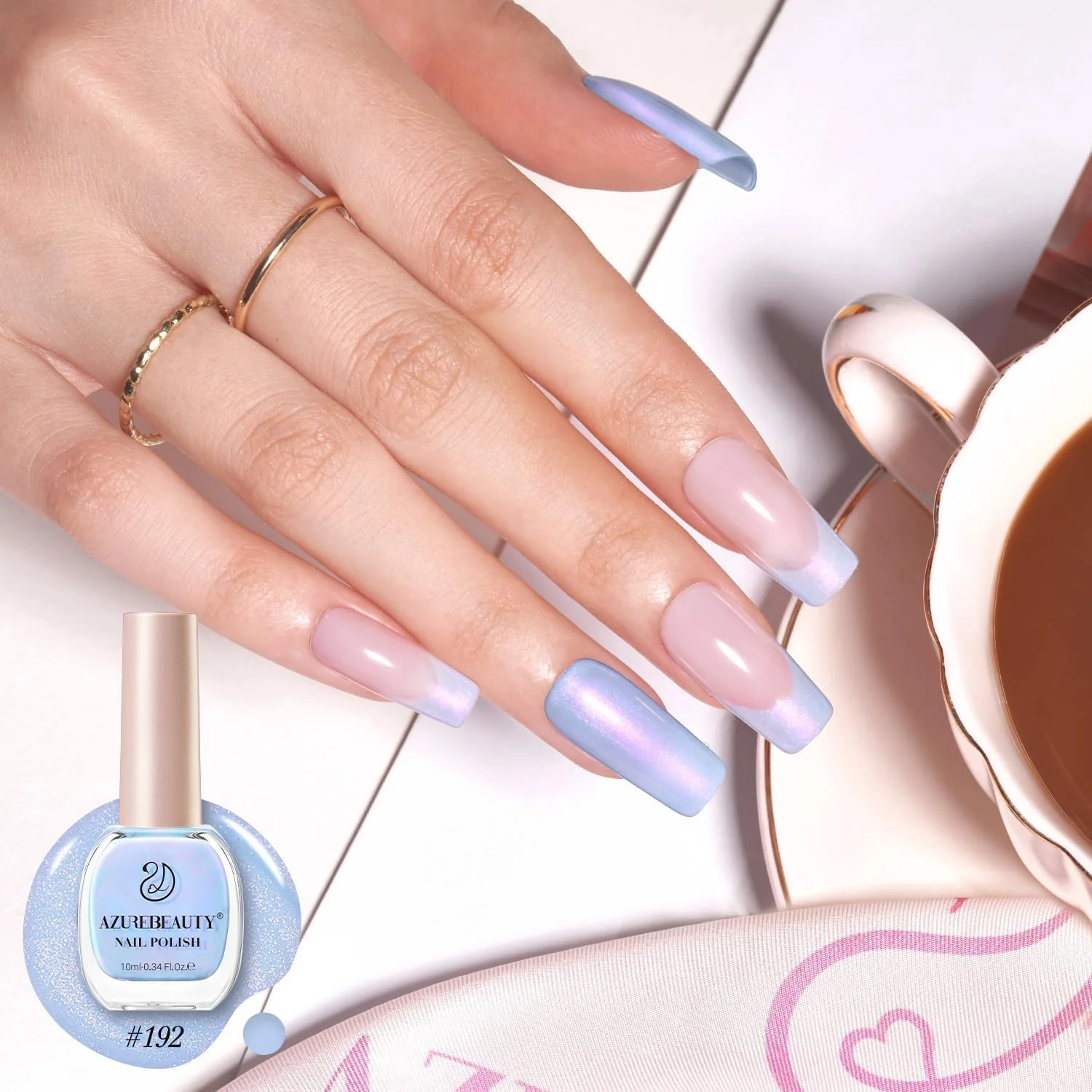 لاک ناخن AZUREBEAUTY، آبی آسمانی، خشک شدن سریع، کامل، طبیعی، فوق العاده براق، حرفه ای برای مانیکور و پدیکور DIY در خانه