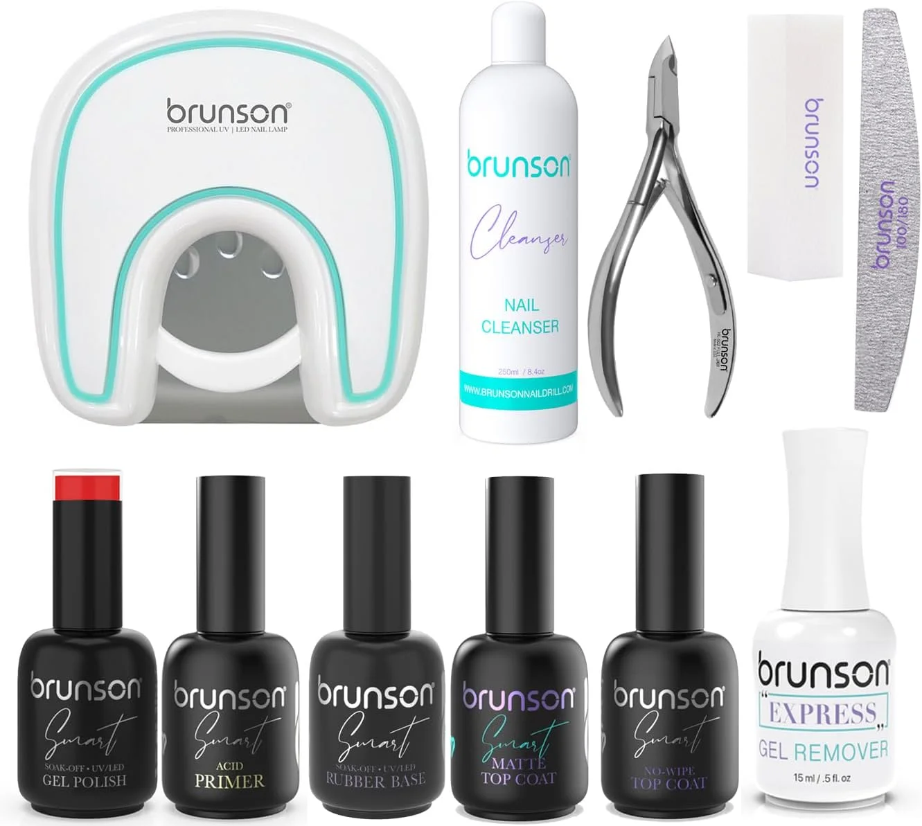 ست لاک ژل لچت برانسون با لامپ خشک کن سریع و لاک ژل چند رنگ با لامپ ال ای دی/یو وی