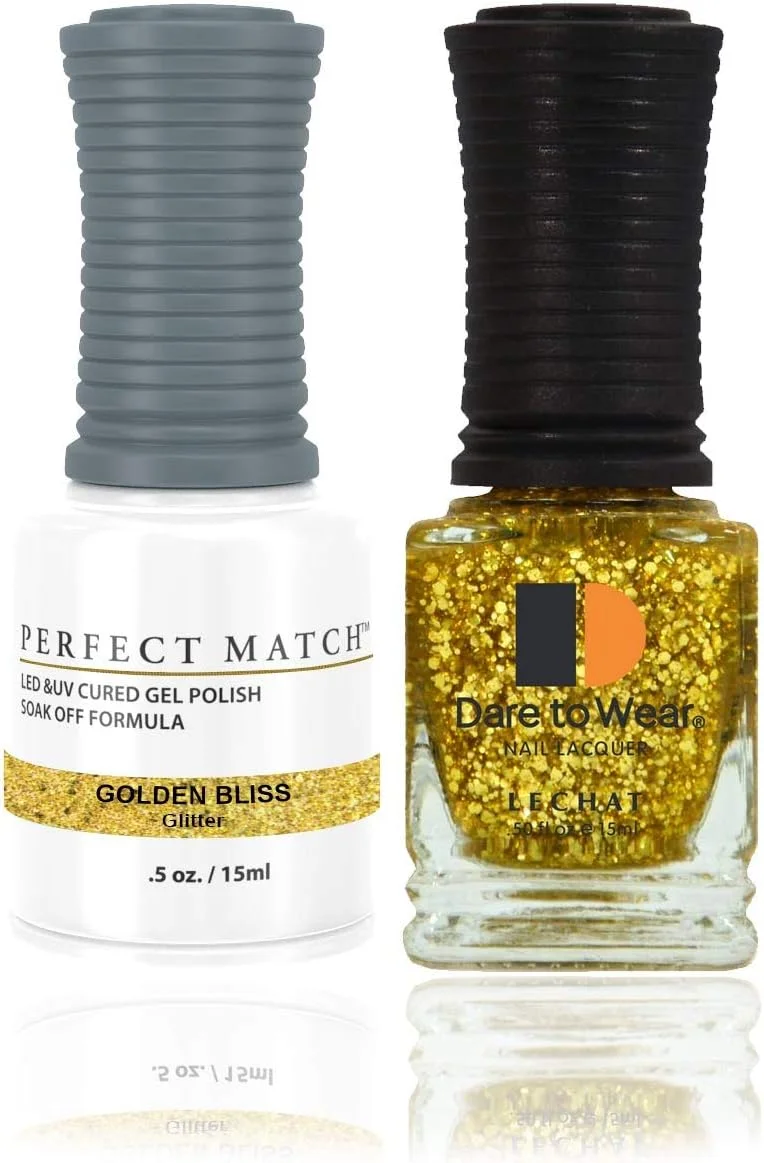 مجموعه لاک ژل دو در یک Lechat، لاک ژل با لاک ناخن Golden Bliss، لاک ناخن 30 میلی لیتری UV LED، ساخت آمریکا، مناسب مانیکور سالن و اسپا