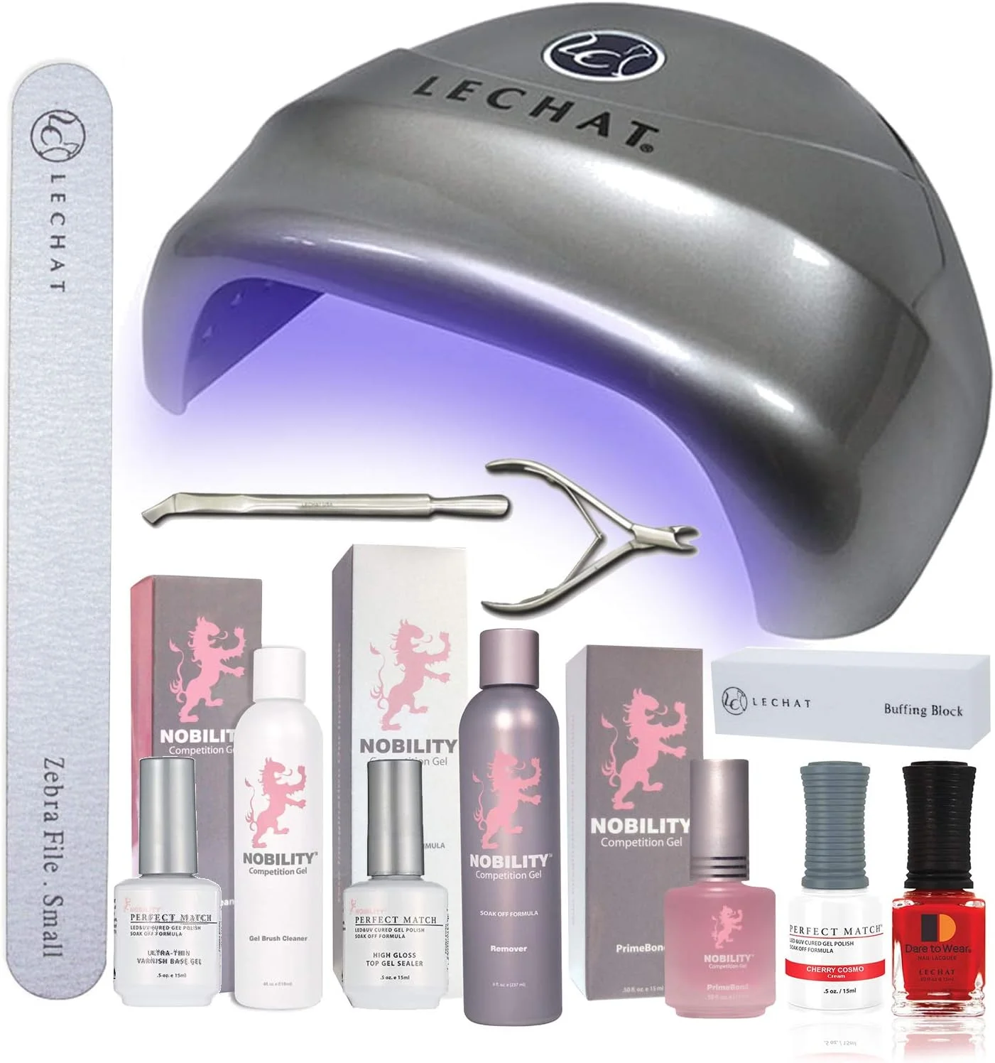 ست آغازین لاک ژل Lechat، ست مانیکور 12 تکه، لامپ LED UV، لاک ژل، کیت ابزار طراحی ناخن