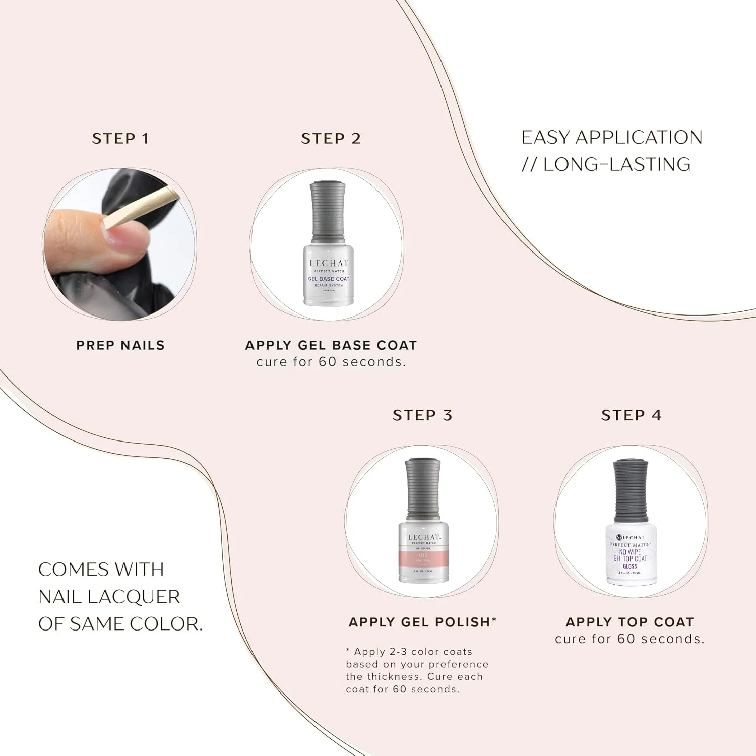 لاک ژل دوقلو تغییر رنگ دهنده لچت مدل Perfect Match - PMMDS04 Angel's Breeze حجم 15 میل