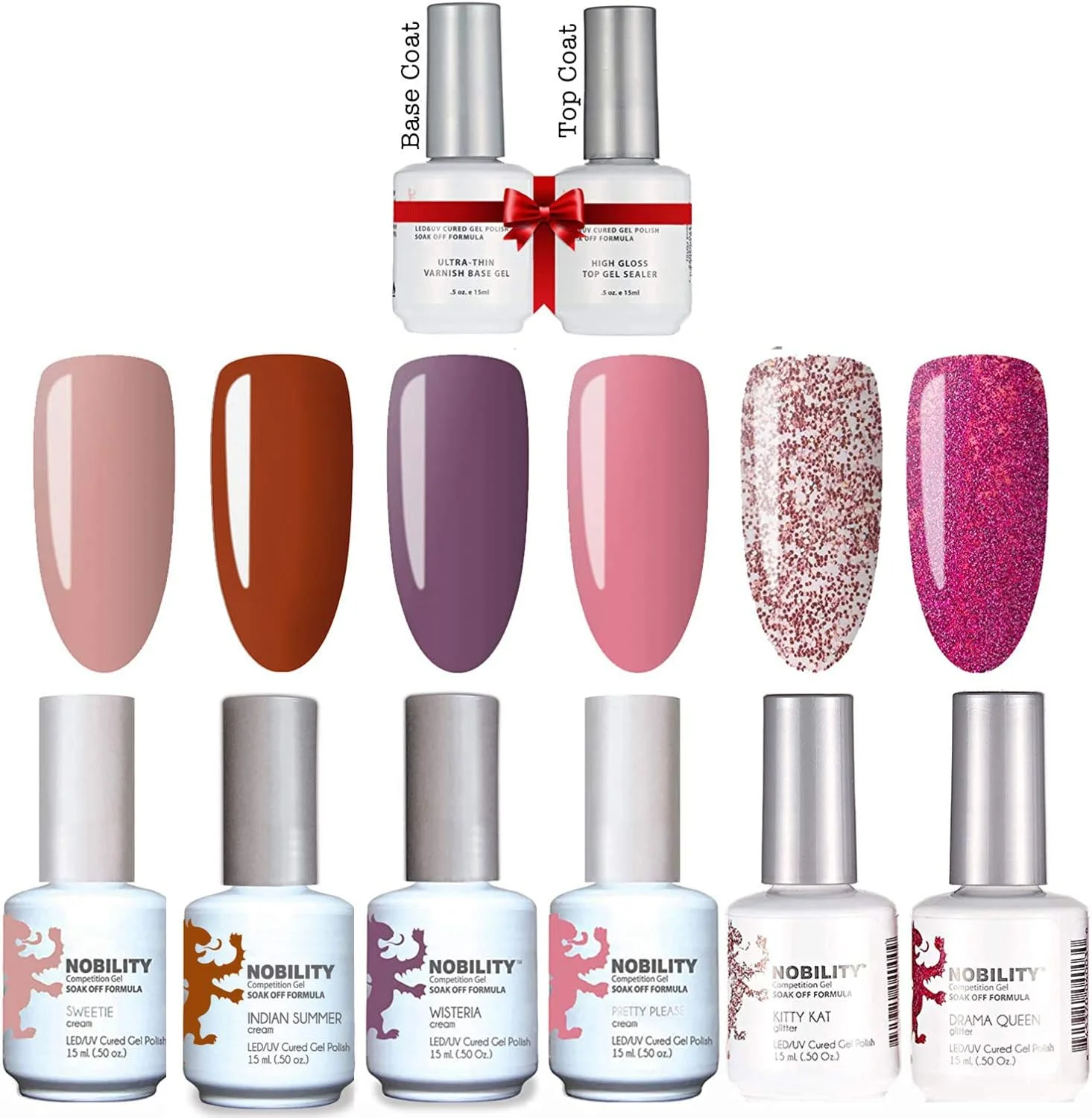 ست لاک ژل لچت، شامل ۶ لاک ژل با پوشش رویی و زیرلایه، مجموعه هدیه