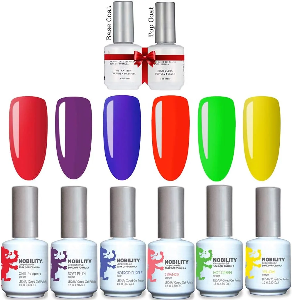 ست لاک ژل ناخن لچت، 6 رنگ، ست لاک ژل بهاری تابستانی، لاک ژل LED سال نو، 15 میلی لیتر در هر بطری، شاد و جدی به همراه لاک تاپ کت و بیس کت ناخن