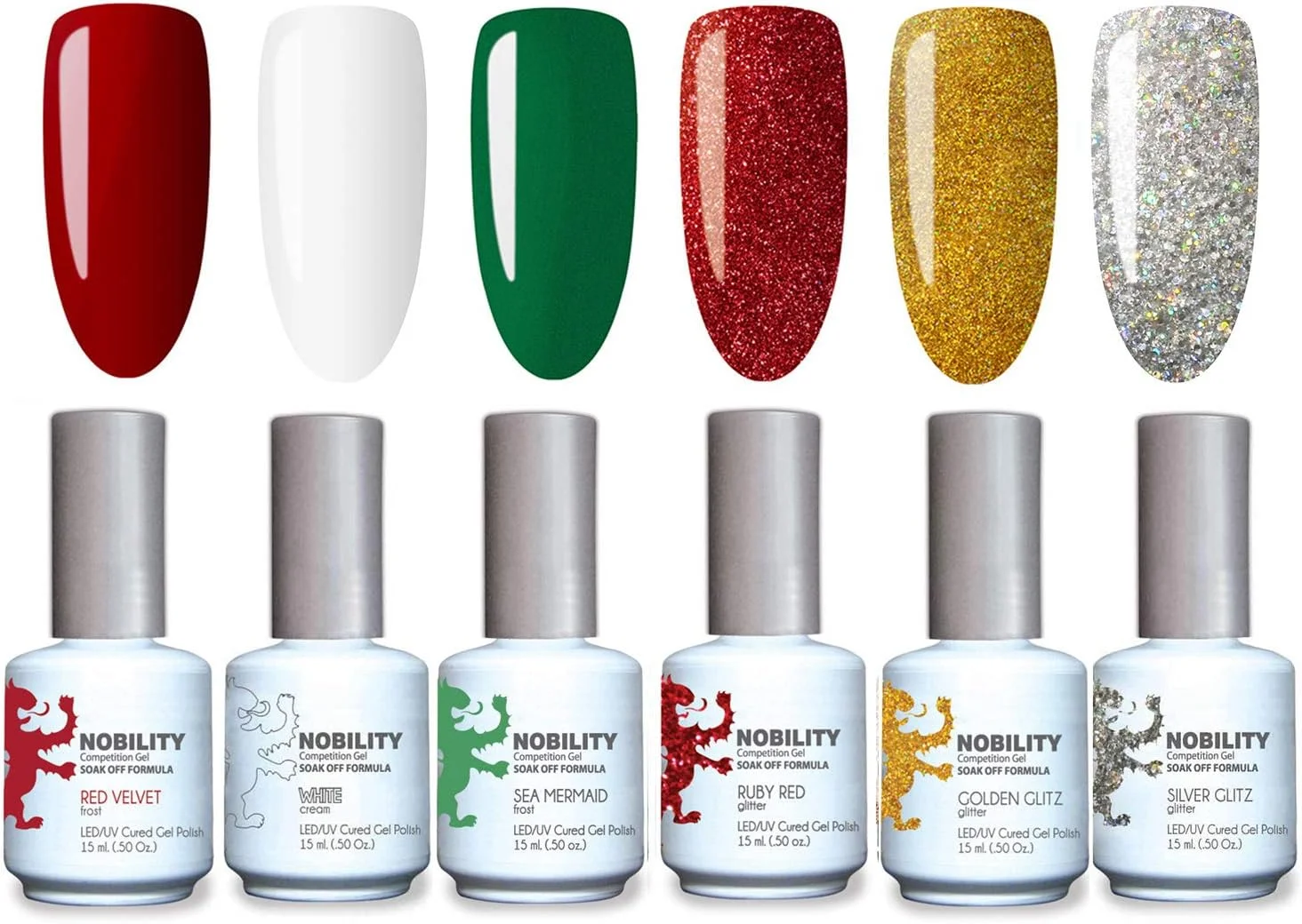 مجموعه هدیه لاک ژل 6 رنگ Lechat، لاک ژل UV LED برای طراحی ناخن، 15 میلی لیتر در هر عدد، مجموعه لاک ژل رنگ های سری کریسمس 02، جعبه هدیه کیت استارتر لاک ژل