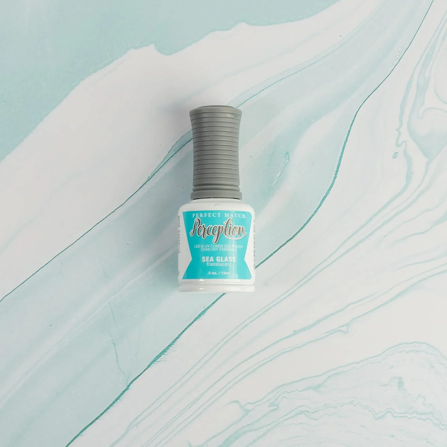 لاک ژل شیشه ای شفاف لچت، فرمول خیساندنی، قابل خشک شدن با LED و UV، رنگ شیشه دریایی، لاک ژل نیمه شفاف 15 میلی لیتر، رنگ ناخن Perfect Match TGP04