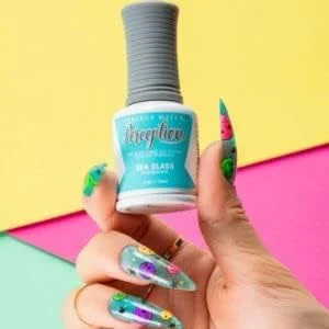 لاک ژل شیشه ای شفاف لچت، فرمول خیساندنی، قابل خشک شدن با LED و UV، رنگ شیشه دریایی، لاک ژل نیمه شفاف 15 میلی لیتر، رنگ ناخن Perfect Match TGP04