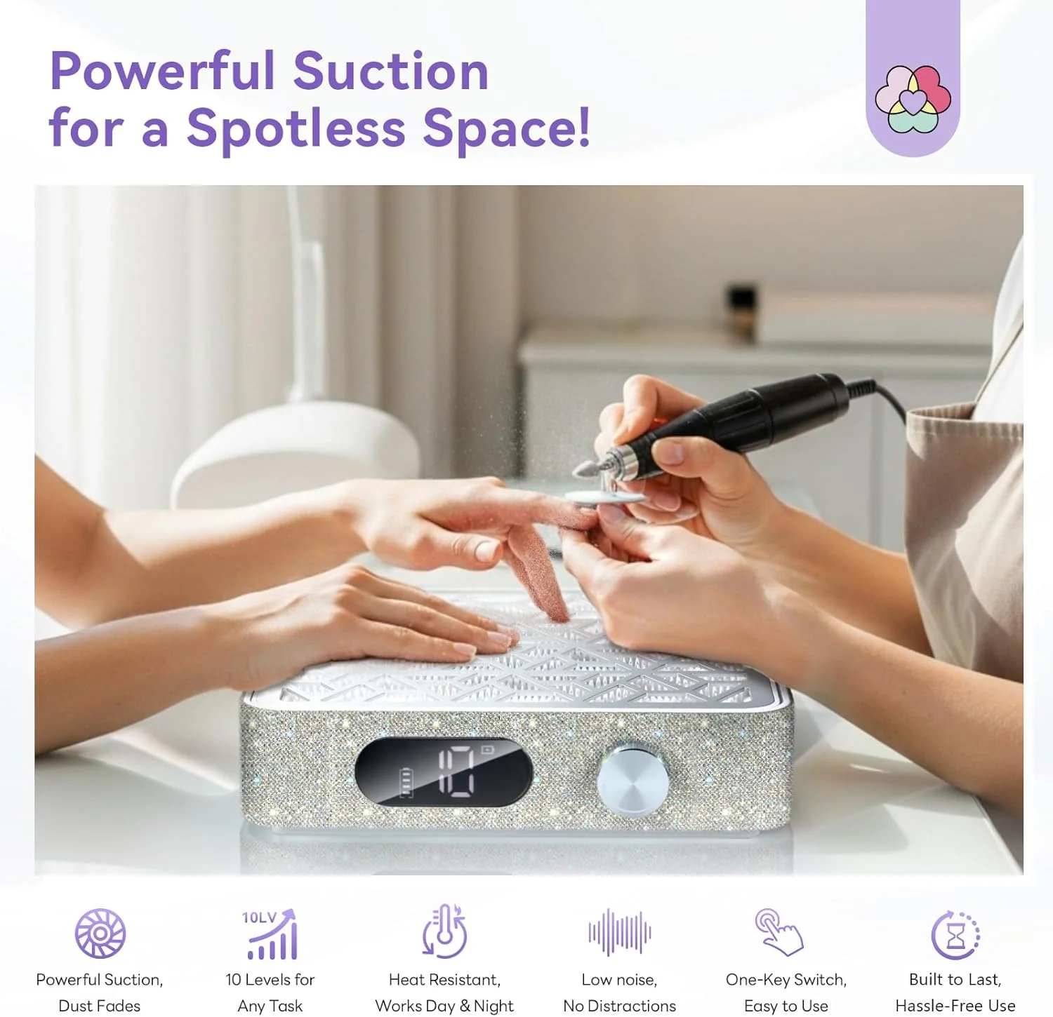 دستگاه جمع کننده گرد و غبار ناخن پیشرفته SAVILAND 4000RPM: مکش قدرتمند و درخشان، سرعت قابل تنظیم، کمتر از 25 دسی بل، مناسب برای ابزار کاشت ناخن اکریلیک، پولیش و ست سالن