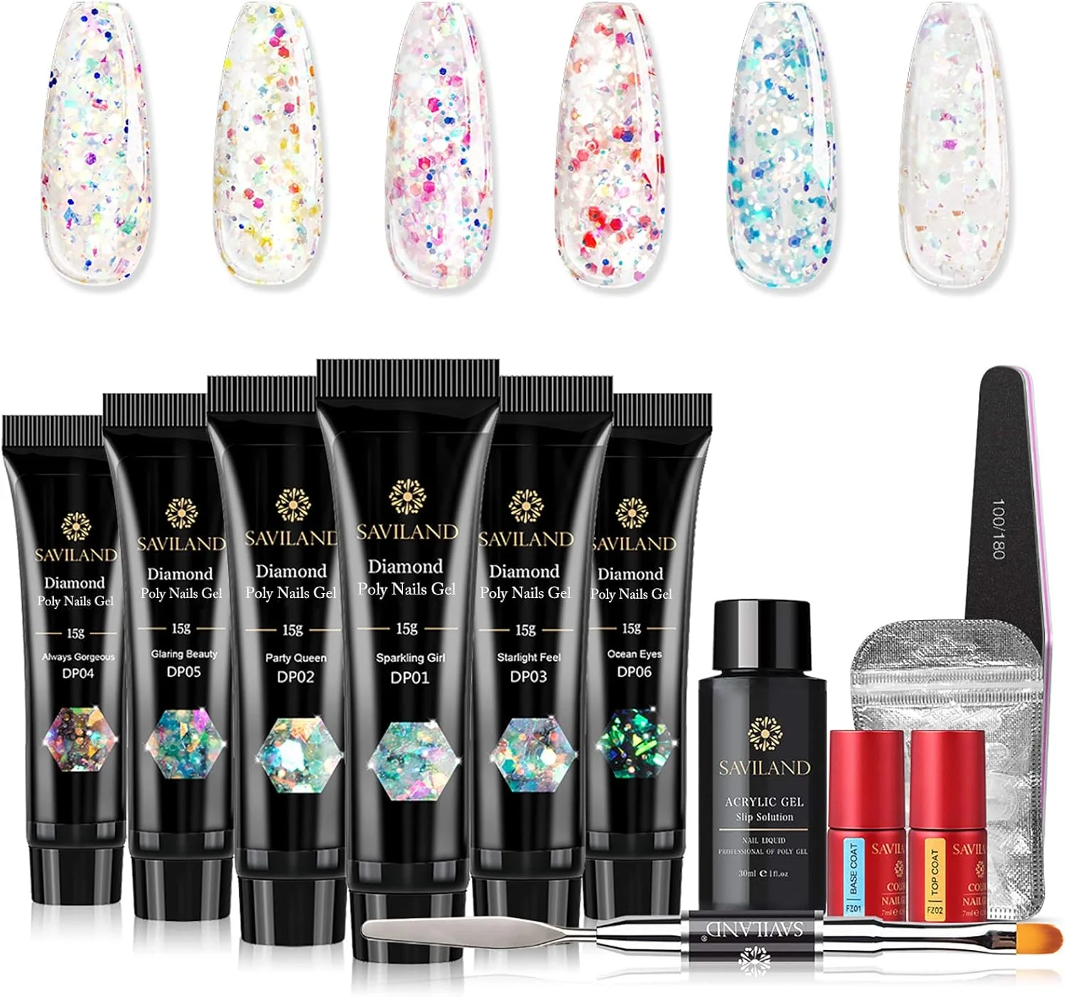 کیت ژل پلی ناخن ساویلند - کیت مانیکور ژل اکلیلی برای افزایش طول ناخن، مناسب برای شروع‌کنندگان و تکنسین‌های حرفه‌ای ناخن