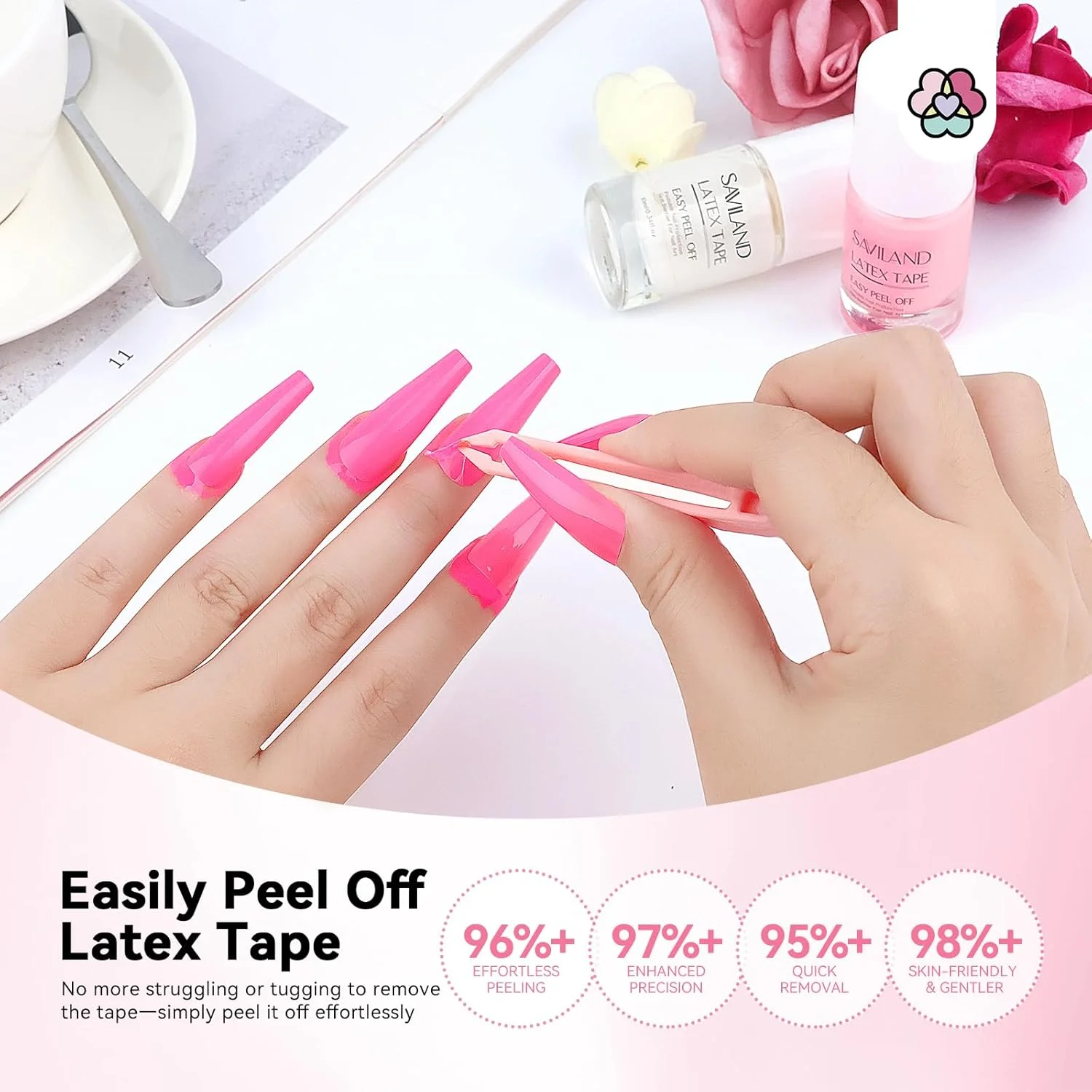 مجموعه نوار لاتکس مایع Saviland: 2 عدد نوار لاتکس برای هنر ناخن، محافظ پوست جداشدنی لاک کوتیکول، ست شروع لوازم جانبی مانیکور لاک ژل برای سالن ناخن و استفاده خانگی