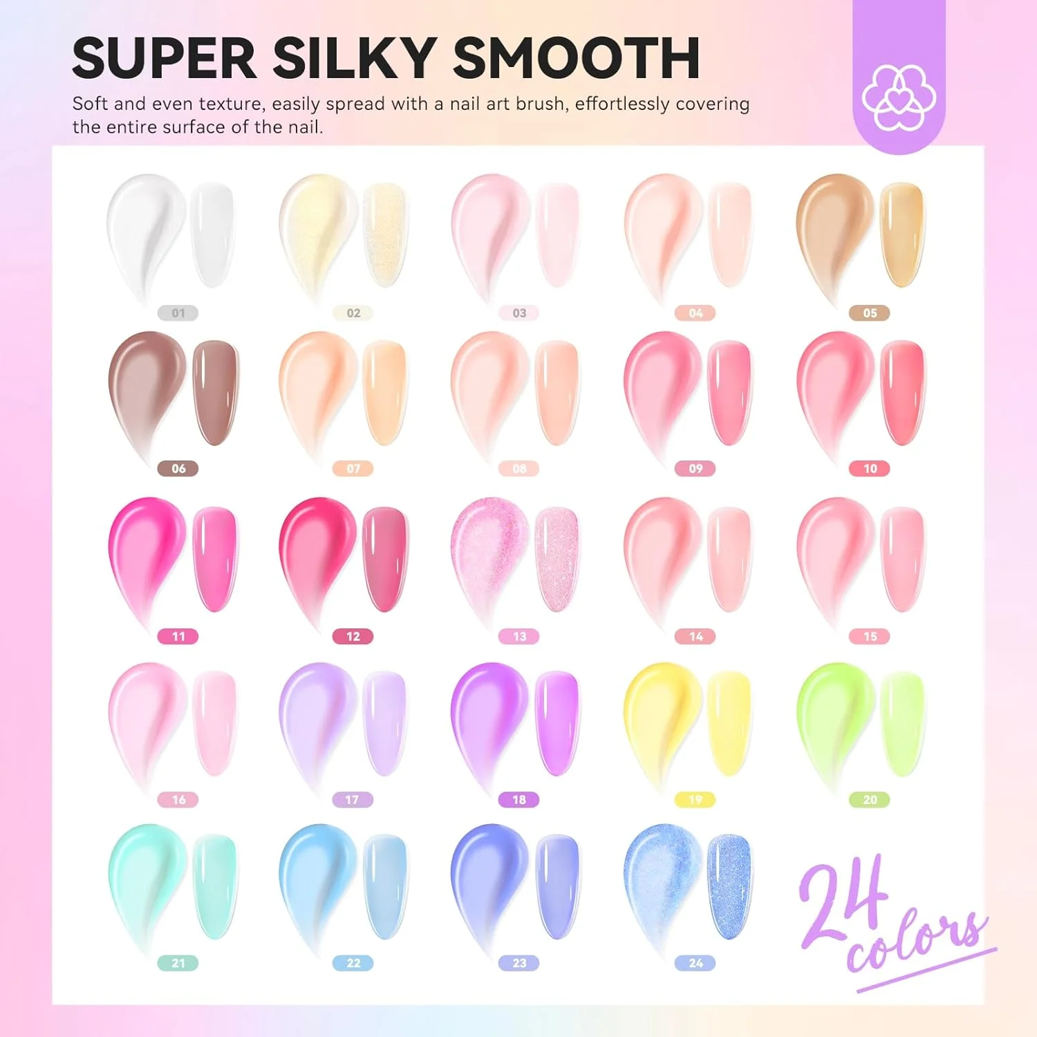 لاک ژل ناخن ساویلند، 24 رنگ ژل کرمی جامد، رنگ های گلبهی، سبز، سفید، زرد، پالت طراحی ناخن، مناسب طراحی و مانیکور ناخن در خانه به همراه قلم طراحی