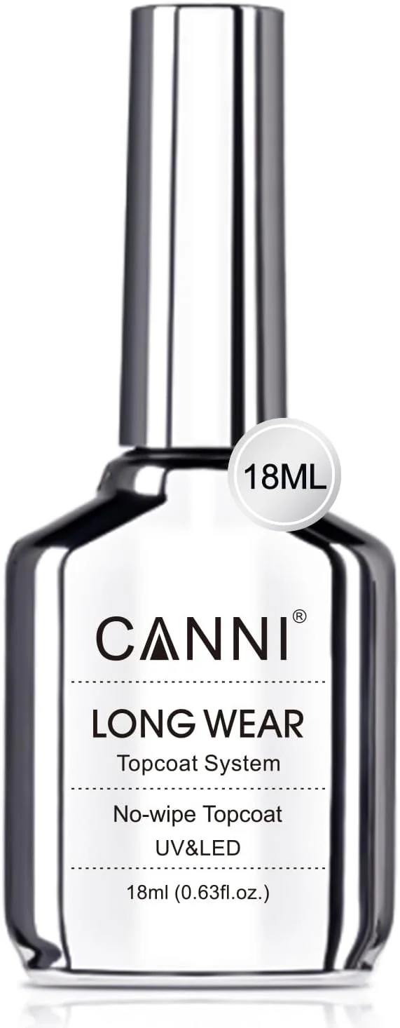 لاک ژل تاپ کت بدون نیاز به تمیز کردن CANNI 18ml - لاک ناخن ژلی ضد خش، براق و ماندگار، مناسب برای شروع طراحی ناخن و مانیکور