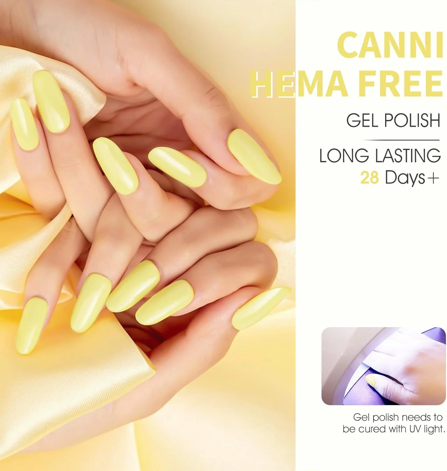 لاک ژل ناخن زرد CANNI، 1 عدد لاک ژل زرد روشن رنگ پاستلی براق، مناسب برای استفاده در سالن های مانیکور و استفاده شخصی لاک ژل ناخن زرد CANNI، 1 عدد لاک ژل زرد روشن رنگ پاستلی براق، مناسب برای استفاده در سالن های مانیکور و استفاده شخصی