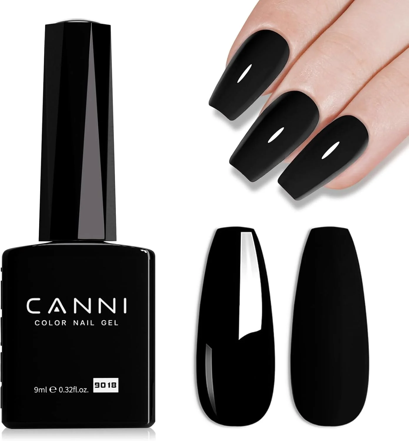لاک ژل مشکی CANNI، 1 عدد لاک ژل مشکی رنگ مشکی خالص، لاک ژل ناخن براق، لاک ژل یو وی، مانیکور ناخن فرانسوی، مناسب سالن و استفاده شخصی