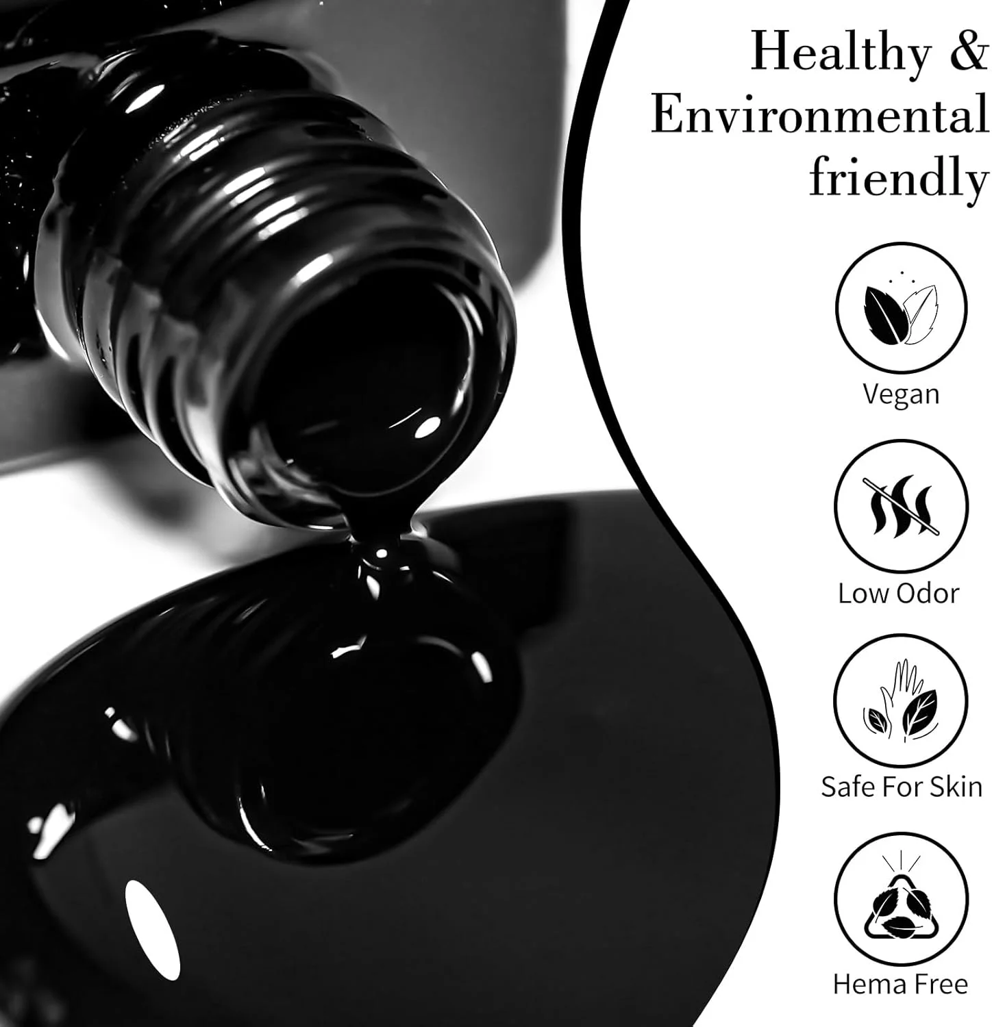 لاک ژل مشکی CANNI، 1 عدد لاک ژل مشکی رنگ مشکی خالص، لاک ژل ناخن براق، لاک ژل یو وی، مانیکور ناخن فرانسوی، مناسب سالن و استفاده شخصی