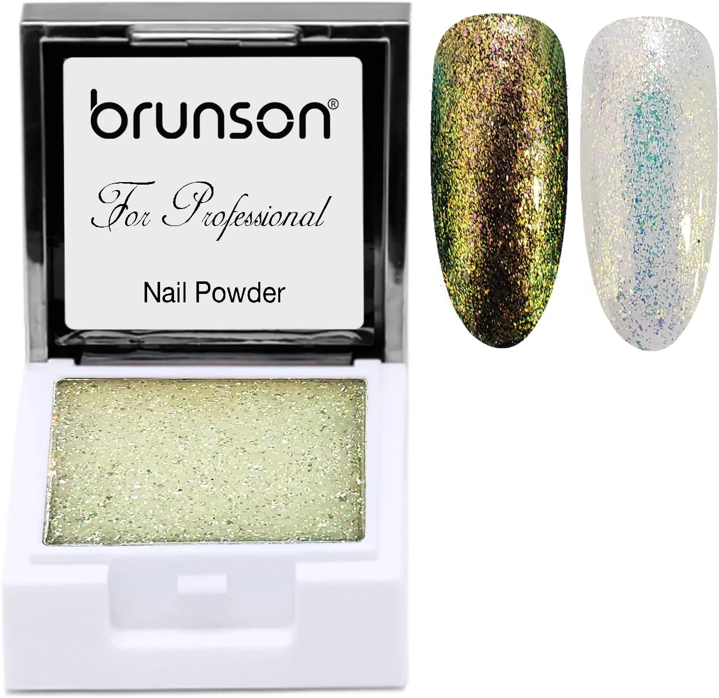 پودر ژل ناخن Brunson UV، پودر مایع هنر ناخن ژلی مربعی رنگین کمانی، رنگ آمیزی شفق قطبی، پیگمنت جامد 5 گرمی، اکلیل غیر روان، چسب جامد منعکس کننده UV، لاک ژل ناخن، مانیکور WF08