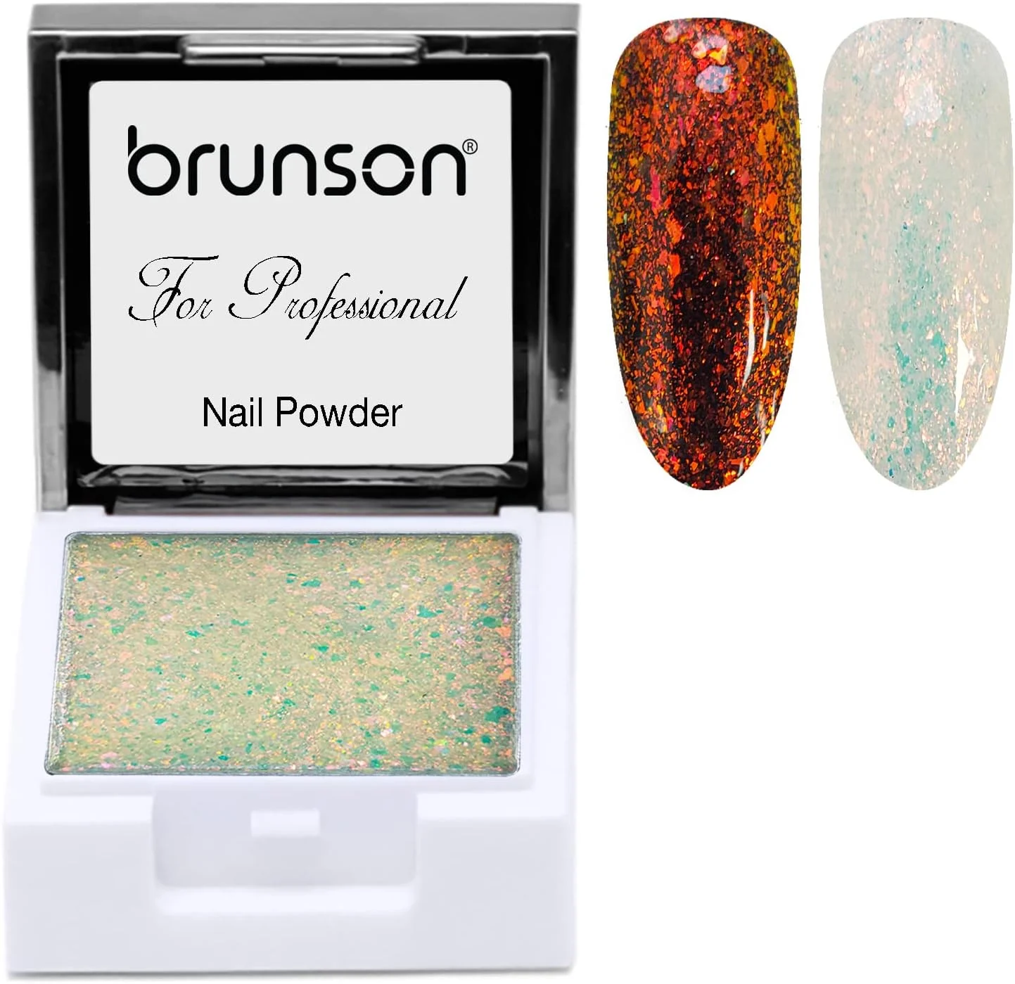 پودر ژل ناخن برونسون UV، پودر مایع هنر ناخن ژلی مربعی طراحی آرورا، رنگدانه جامد 5 گرمی، اکلیلی غیر روان، چسب جامد بازتابنده UV، لاک ژل ناخن، مانیکور WF03