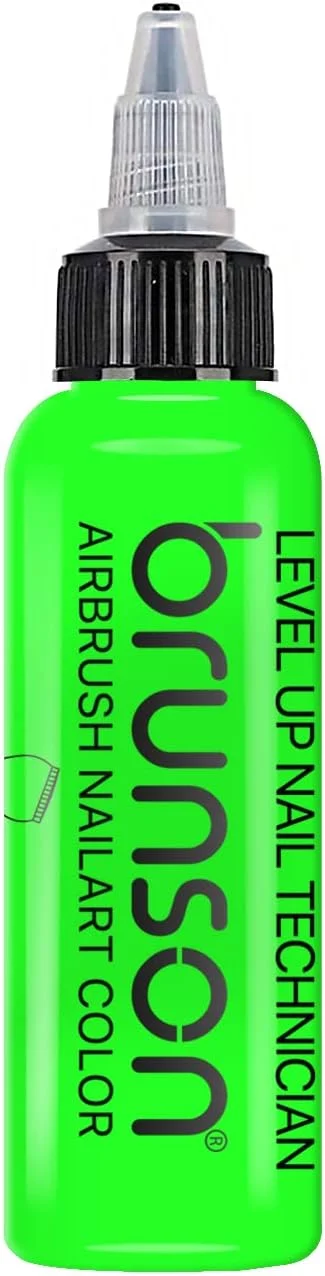 جوهر طراحی ناخن، رنگ ایربراش، رنگ اکریلیک، لاک ناخن/رنگدانه برای مدل، سرگرمی، صنایع دستی، چرم و نقاشی کفش، شابلون ناخن، رنگ های ایر براش ناخن، فلورسنت سبز نئون (60 میلی لیتر)