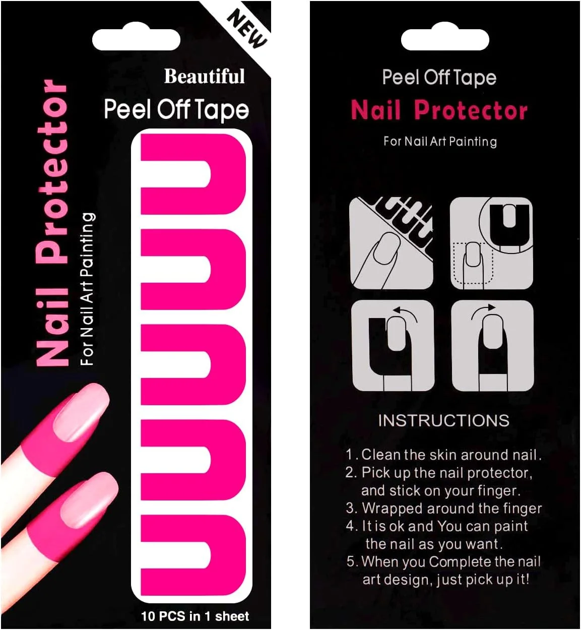 برچسب محافظ ناخن مدل U شکل، ضد ریزش و ضد سرریز لاک و رنگ ناخن